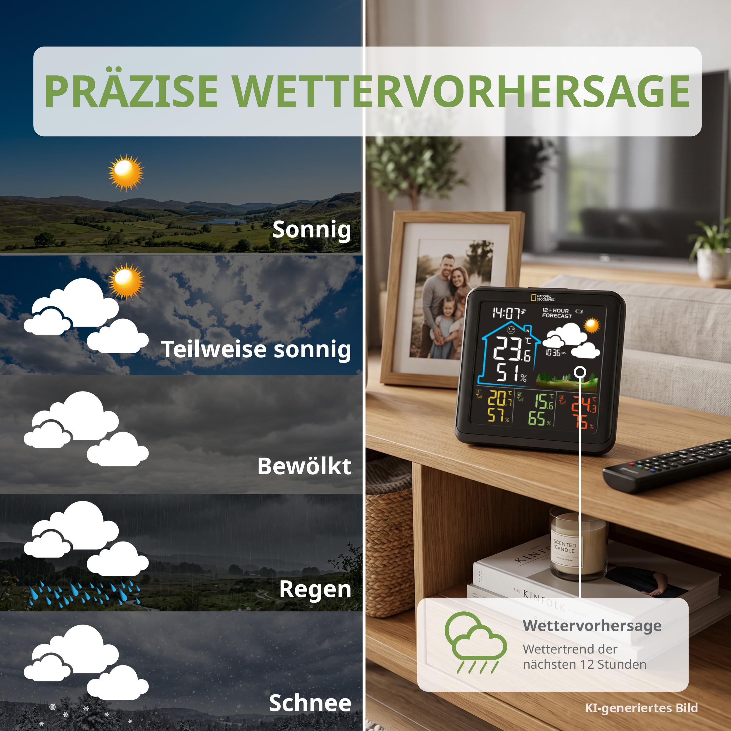 National Geographic Stazioni meteorologiche ed elettronica outdoor Stazione Meteo con sensore da Esterno nera