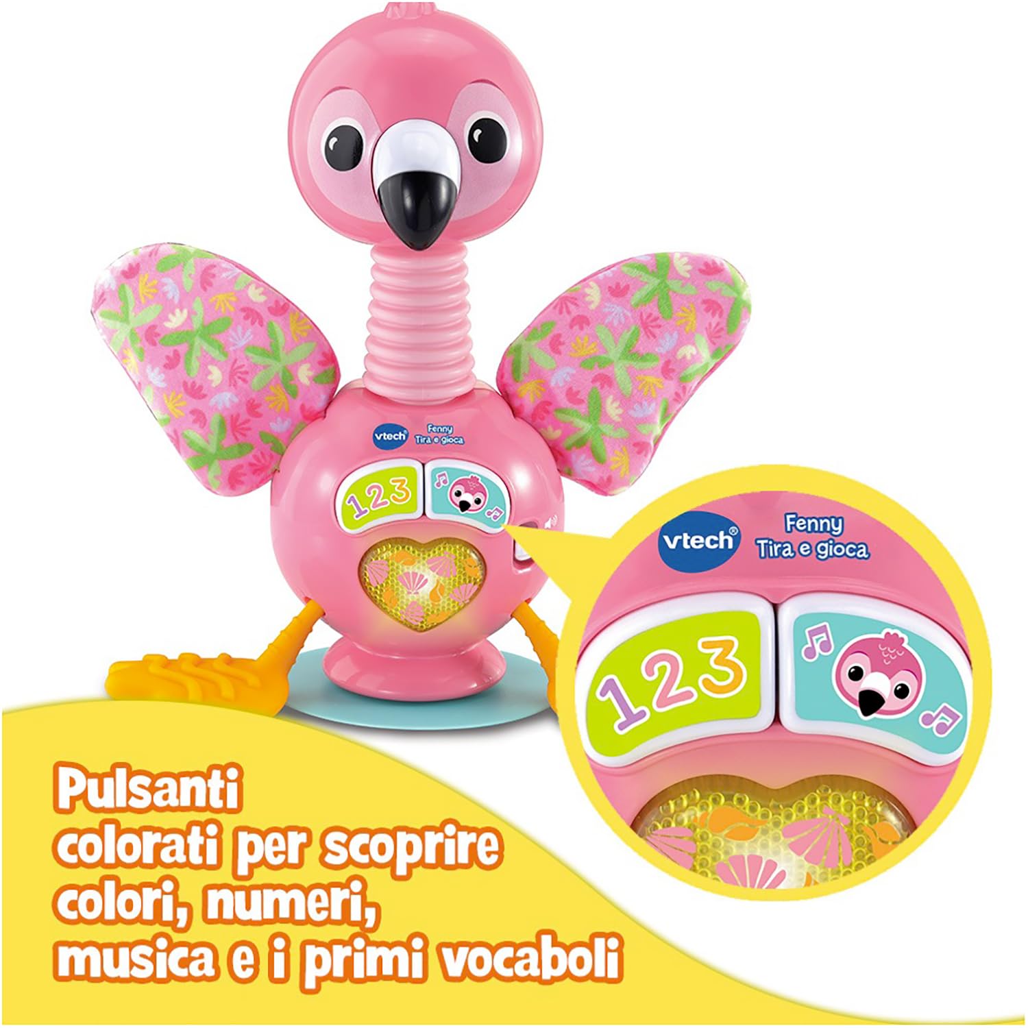 VTech Giocattoli 0-12 mesi Fenny Tira e Gioca fenicottero 3-24 mesi sensoriale
