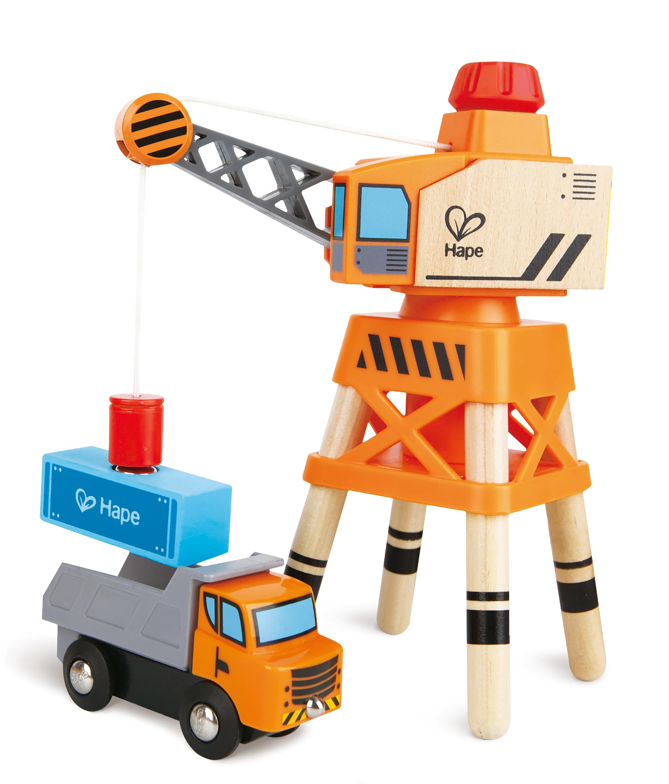 Hape Treno Pista con passaggio a livello e gru magnetica 32 pezzi