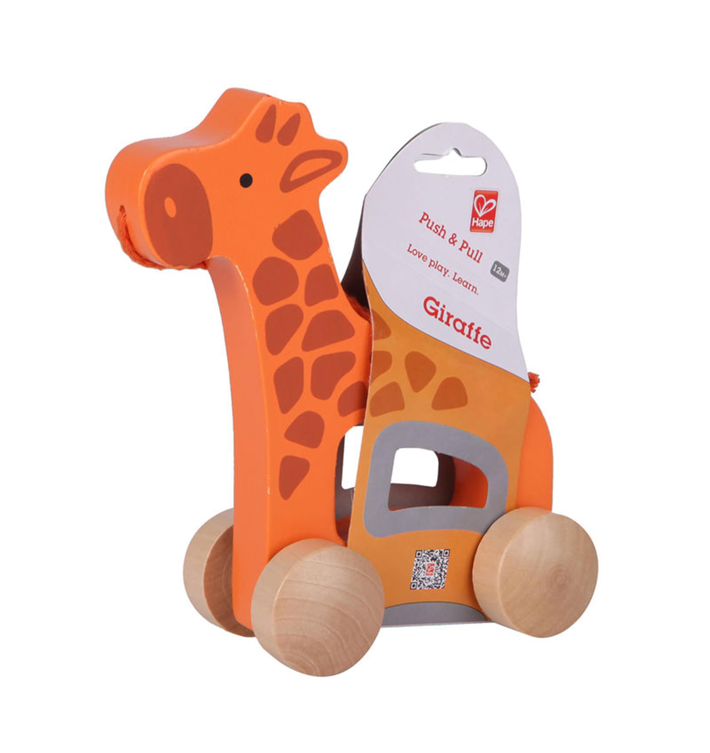 Hape Spingi e cammina Giraffa Spingi&Tira animale trainabile legno arancione