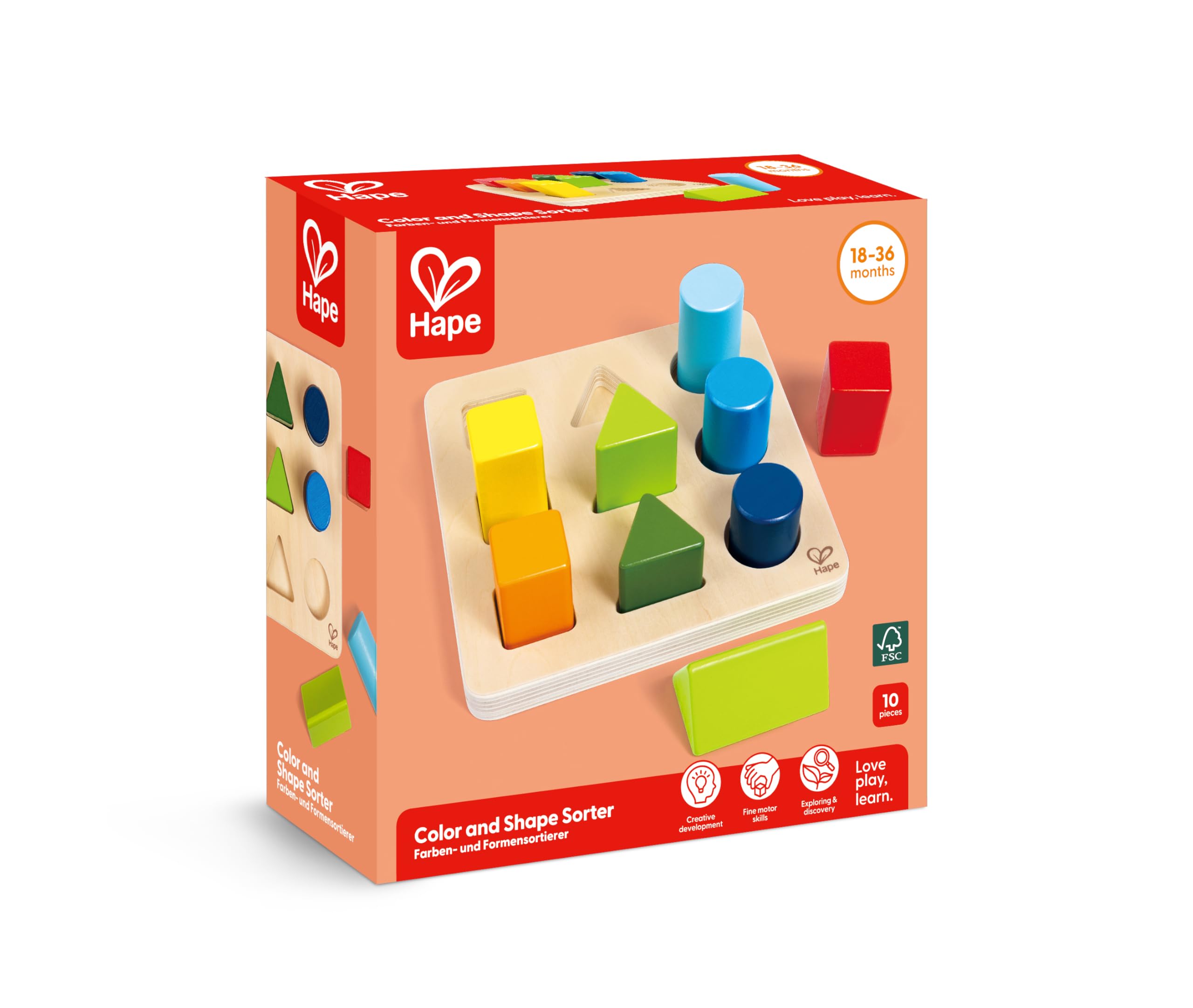 Hape Giocattoli per le abilità motorie E0426 Incastro di Colori e Forme