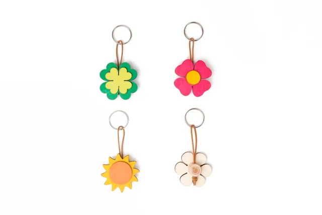 Il Pianeta delle idee Piccoli Oggetti Fiori Portachiavi portachiavi in legno