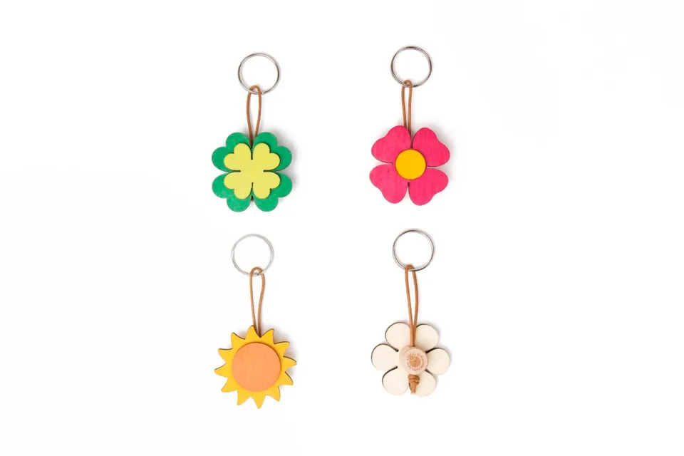 Il Pianeta delle idee Piccoli Oggetti Fiori Portachiavi portachiavi in legno