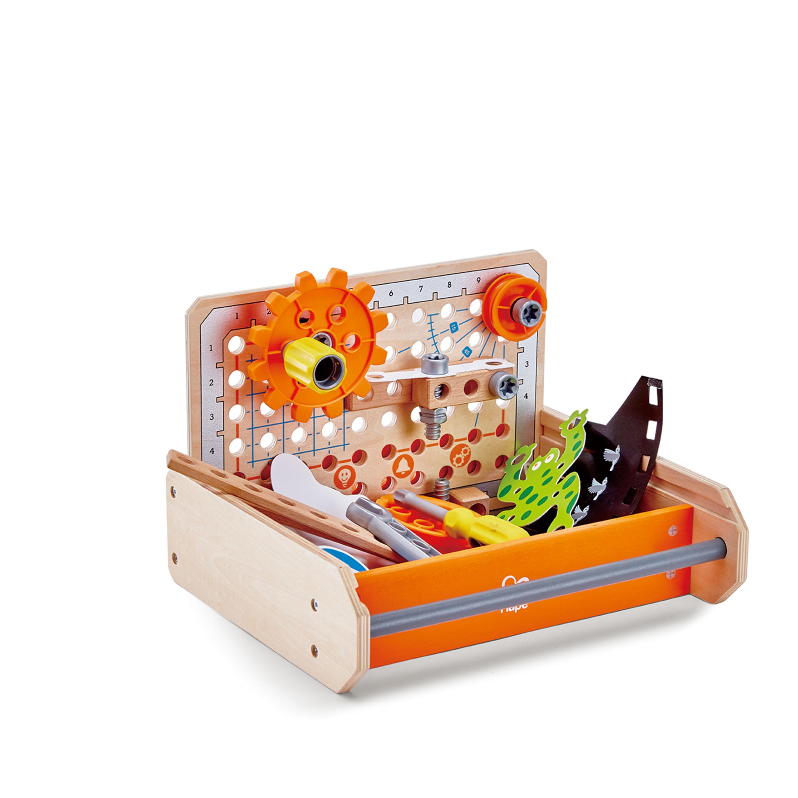 Hape Junior Inventor Banco da lavoro medio laboratorio in legno 58 pezzi