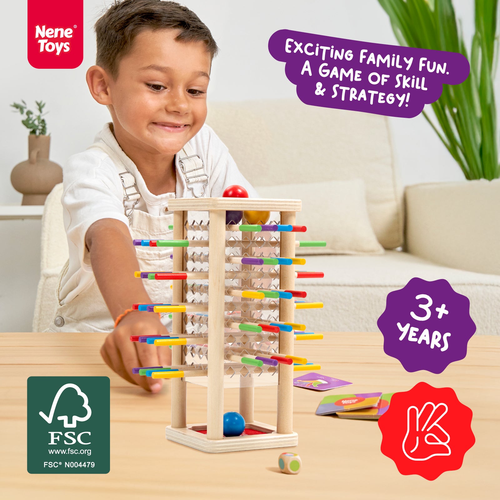 Nene Toys Family Games BALLFALL Game gioco con palline e bastoncini in legno