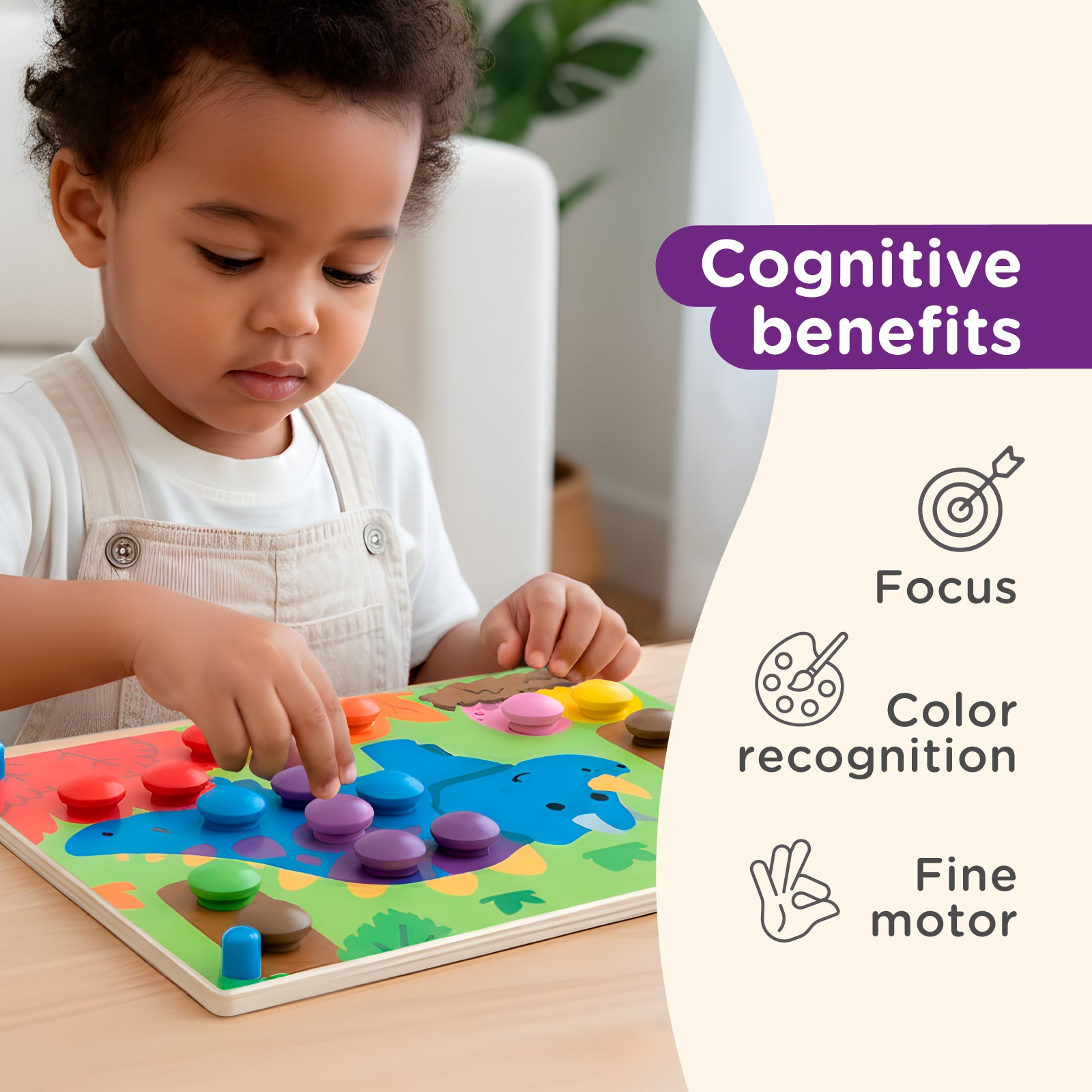 Nene Toys Puzzles & Learning Color Botton Board 48pcs [Big Edition] tavola bottoni