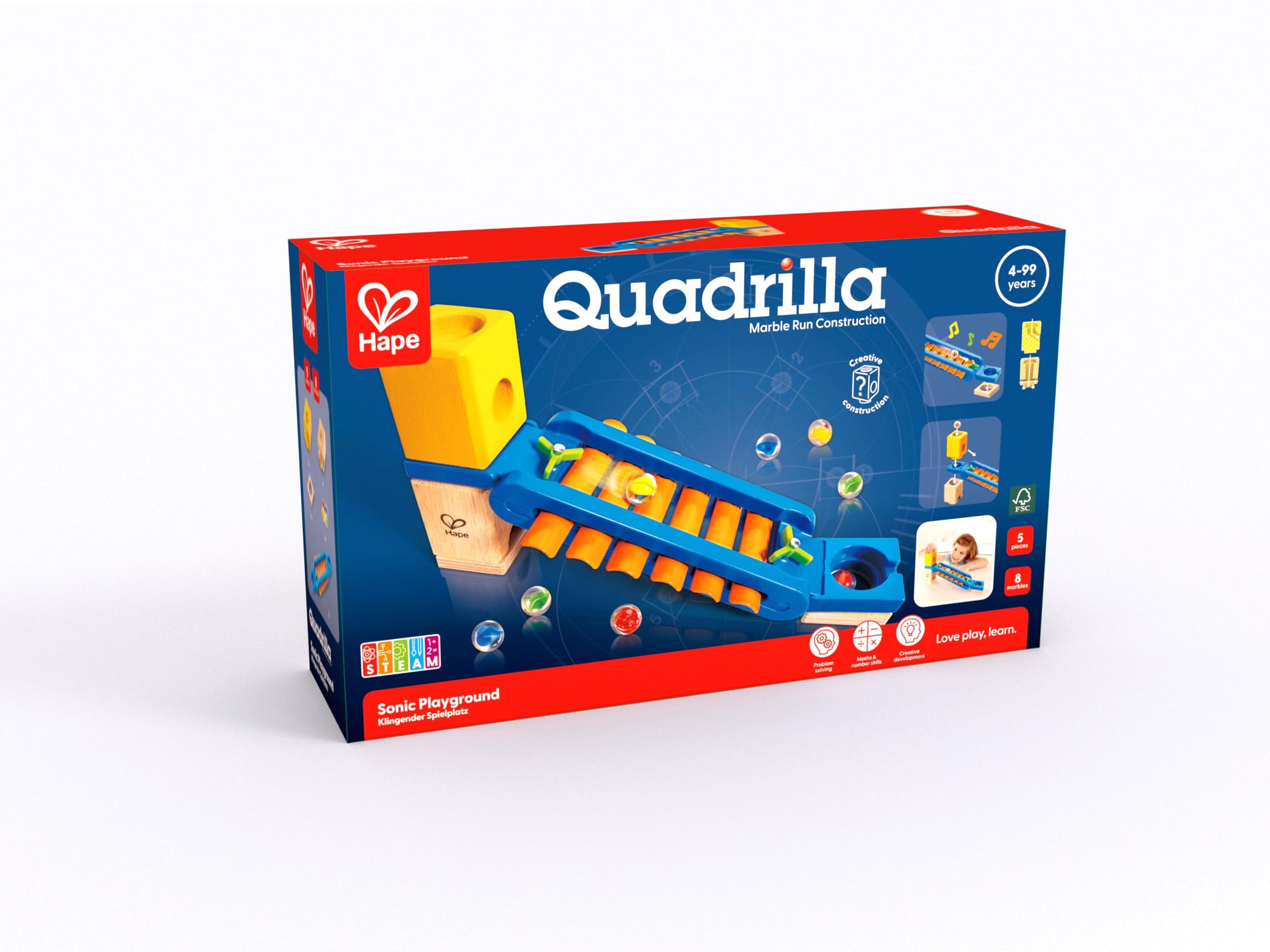 Hape Quadrilla Scivolo Sonoro binario xilofono per biglie 13 pezzi