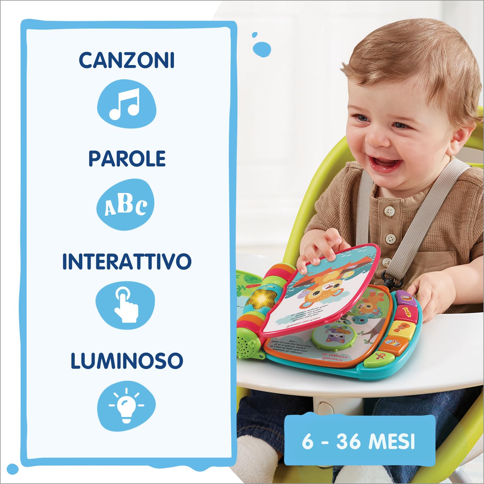 VTech Giocattoli 0-12 mesi Il Mio Primo Libro Interattivo Canzoncine