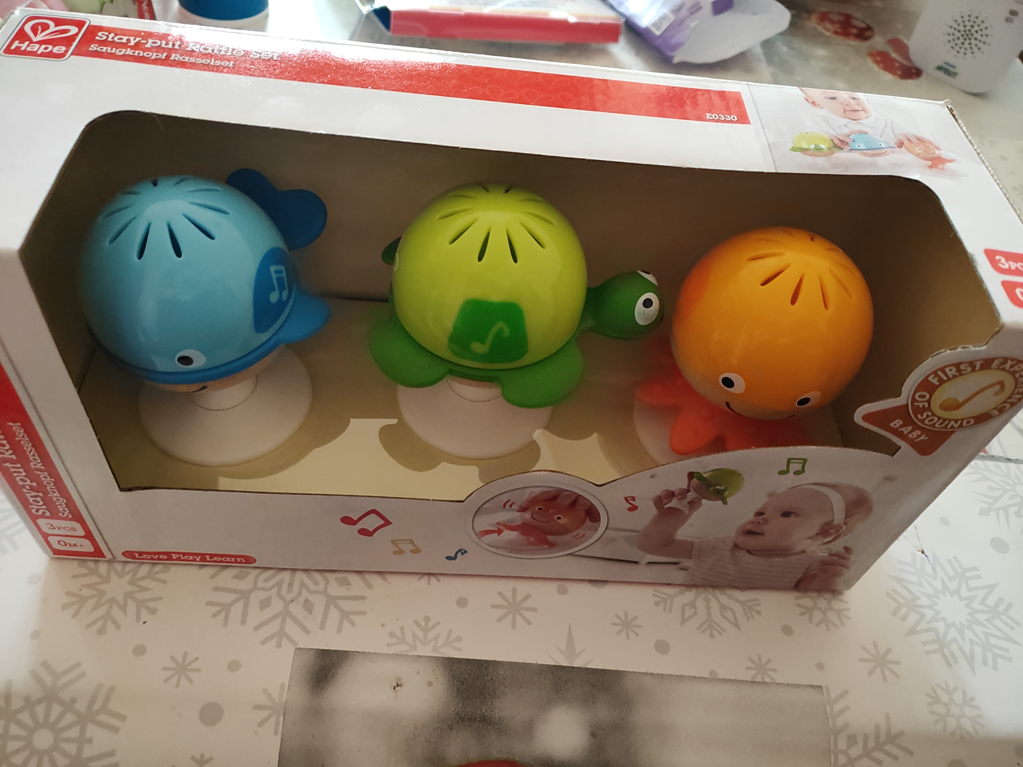 Hape Giocattoli per l'infanzia Set Sonagli sempre in piedi animali marini 3 pezzi