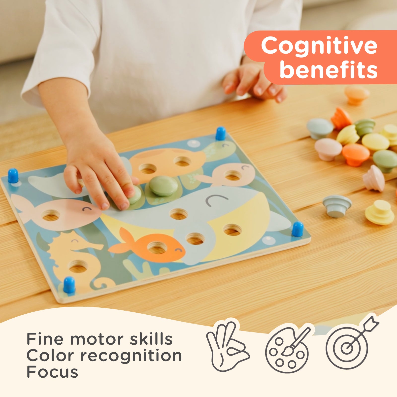 Nene Toys Puzzles & Learning Color Button Board tavoletta pastello