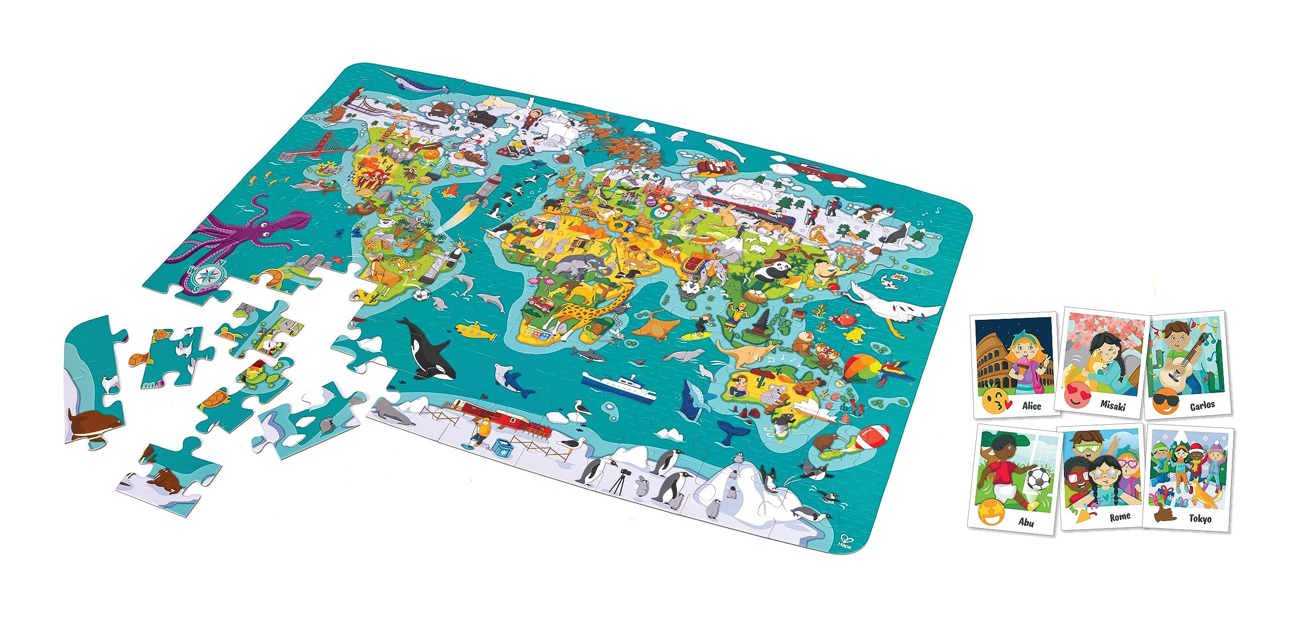 Hape Puzzle Mappa del Mondo puzzle 100 pezzi dai 5 anni