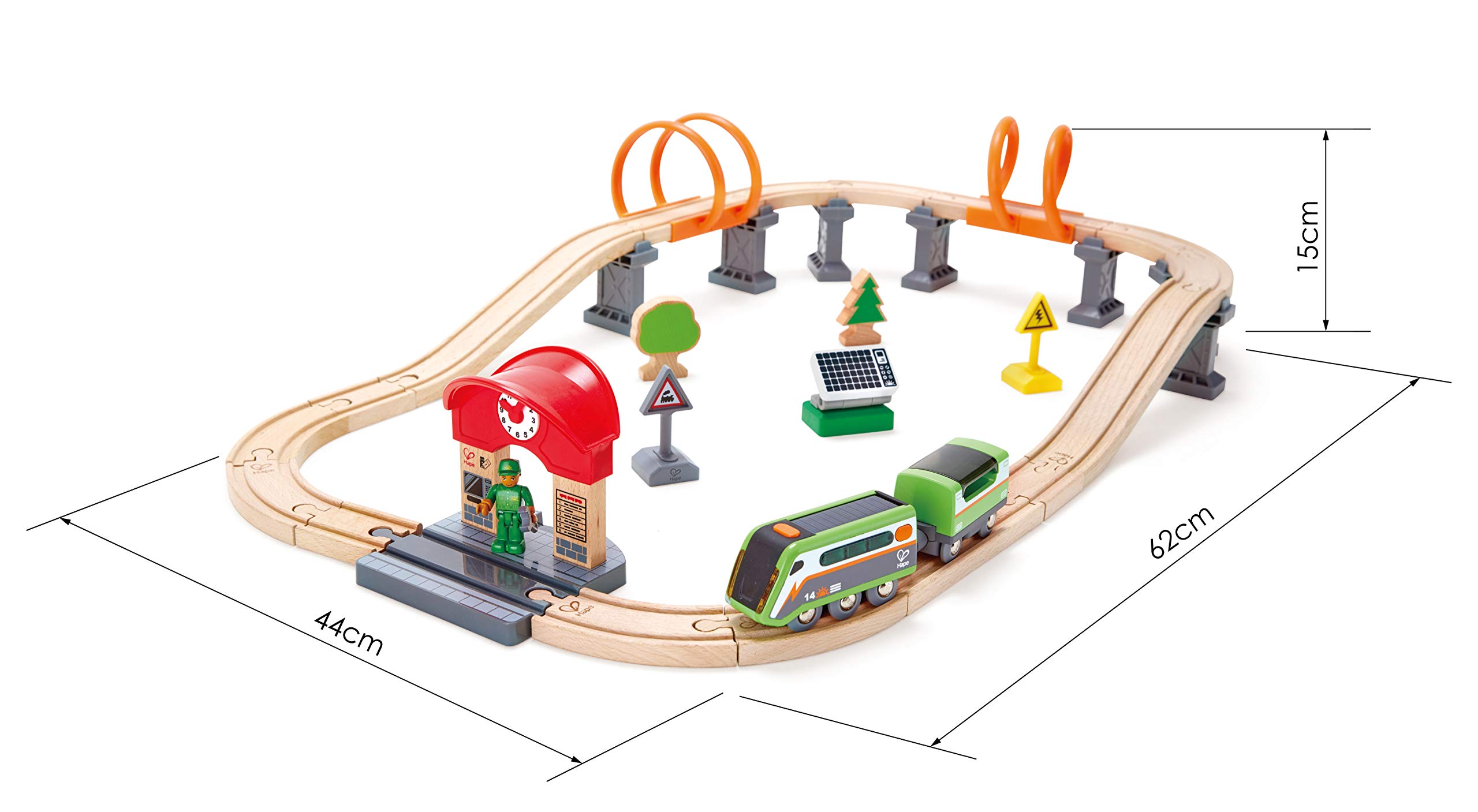Hape Treno Pista ad energia solare trenino 16 pezzi con luci