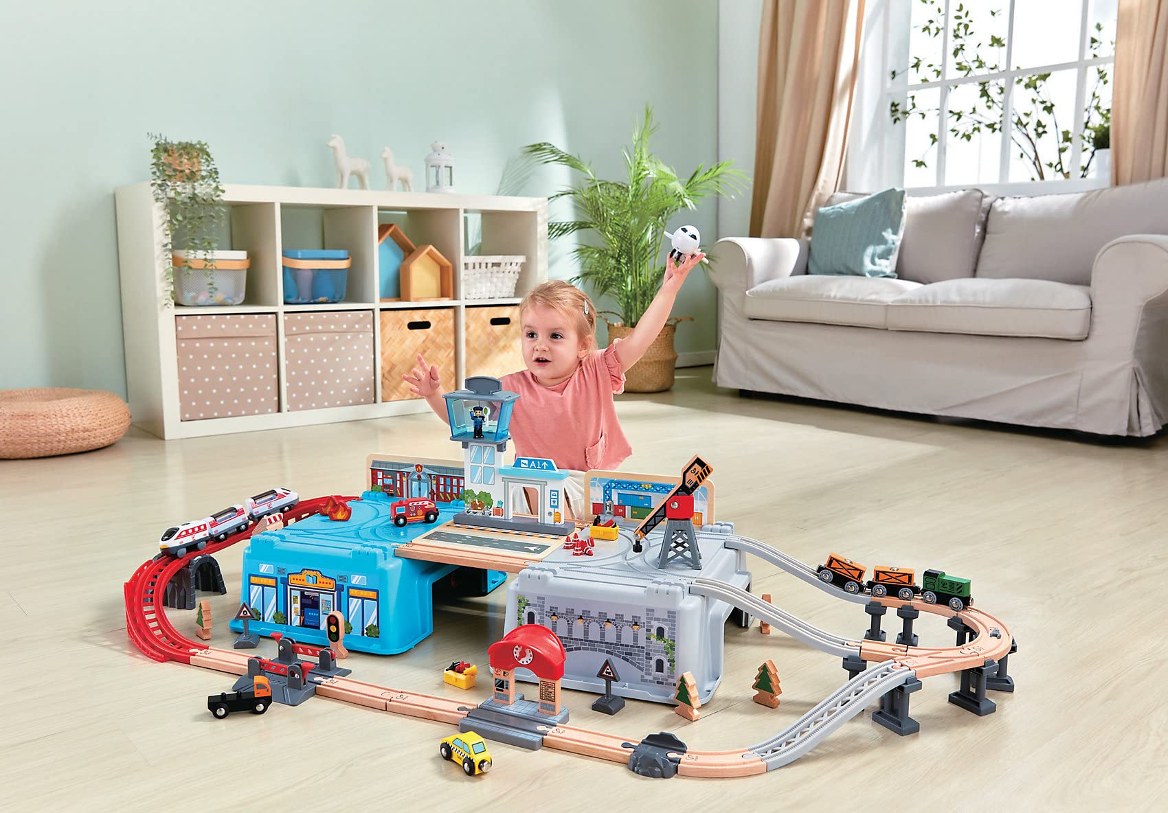 Hape Treno Set Mega Metropoli ferrovia 80 pezzi gioco di ruolo