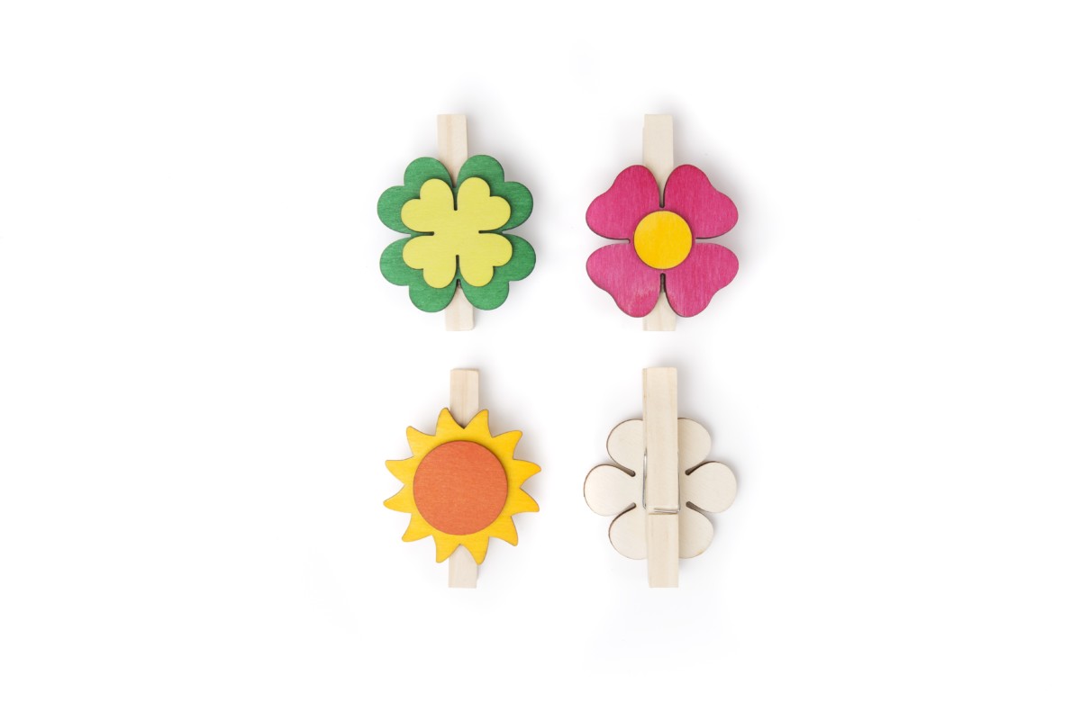 Il Pianeta delle idee Piccoli Oggetti Fiori Pinze pinze in legno