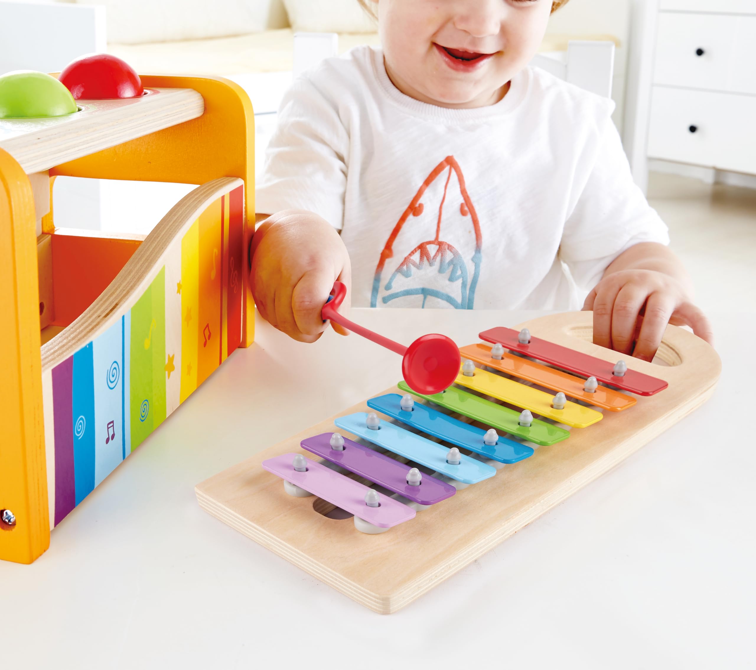 Hape Giochi musicali Banco delle Palline con Xilofono giocattolo in legno