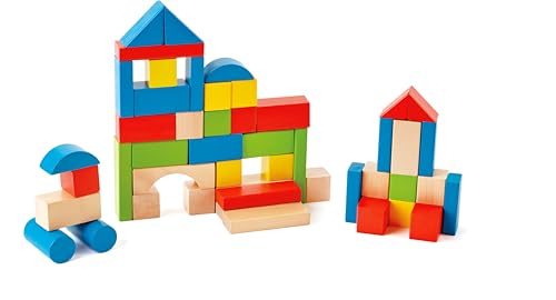 Hape Montare e costruire Blocchi d’Acero costruzioni in legno 50 pezzi colorati