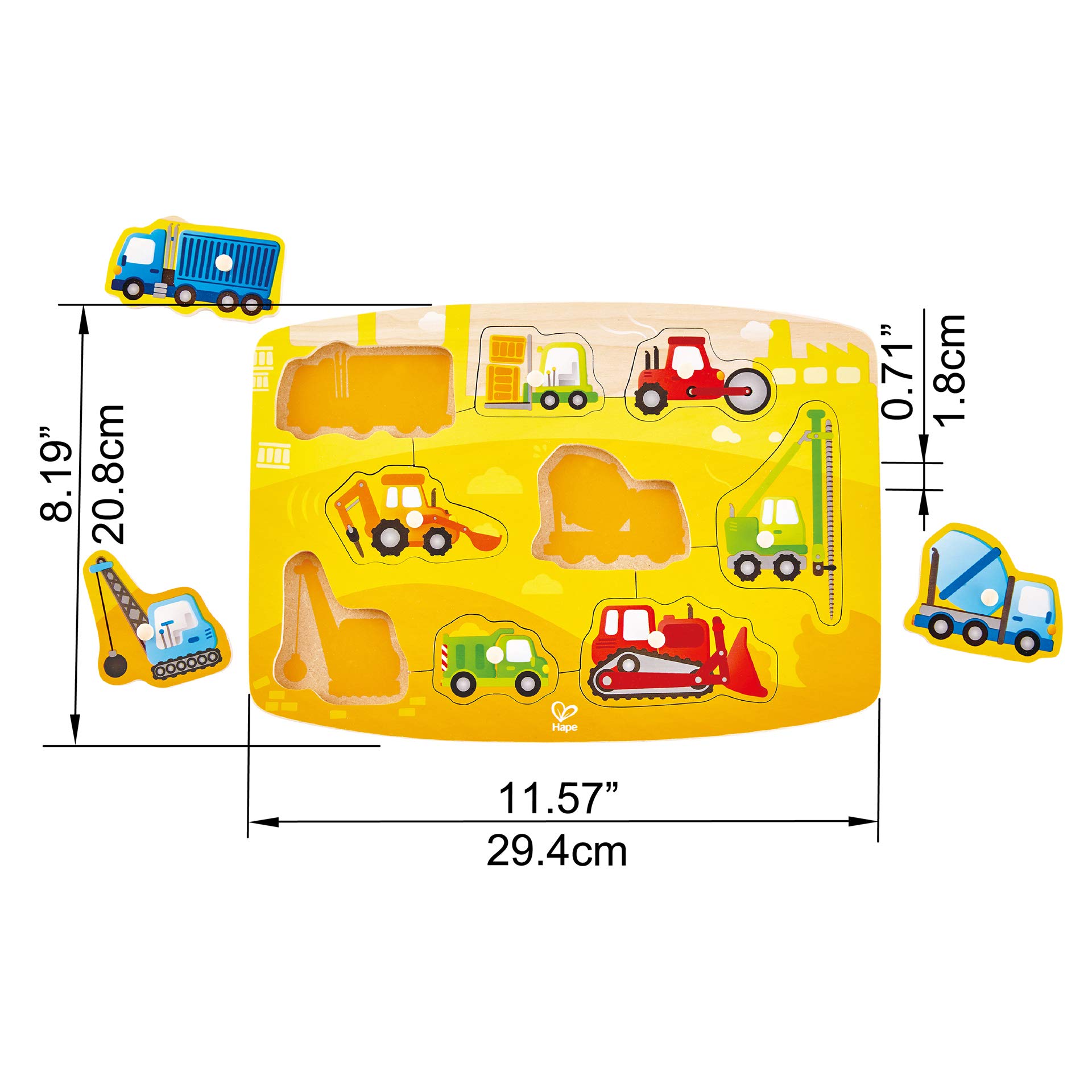 Hape Puzzle Puzzle del cantiere puzzle con pioli in legno