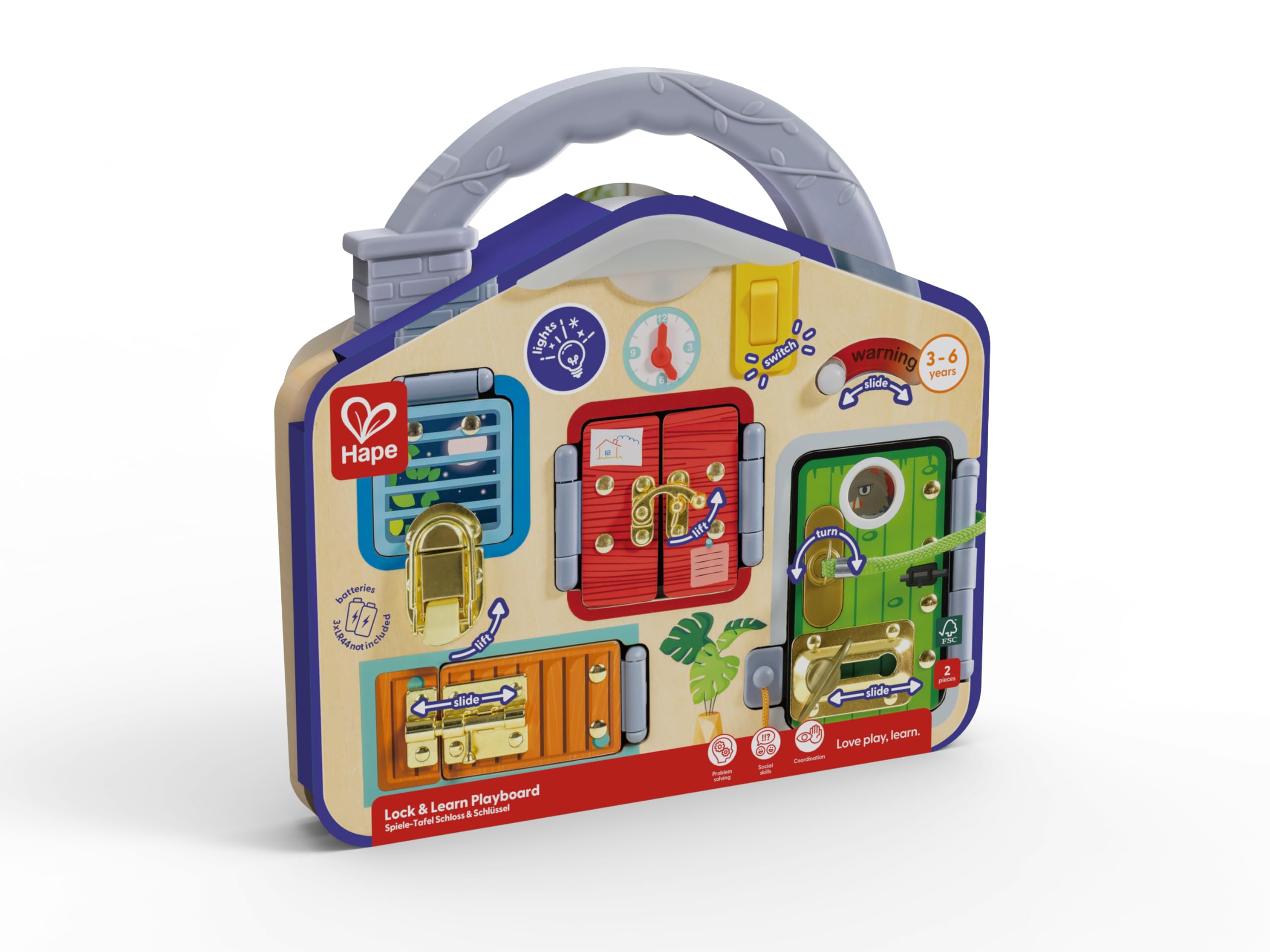 Hape Giocattoli educativi Activity Board multicolore con serrature