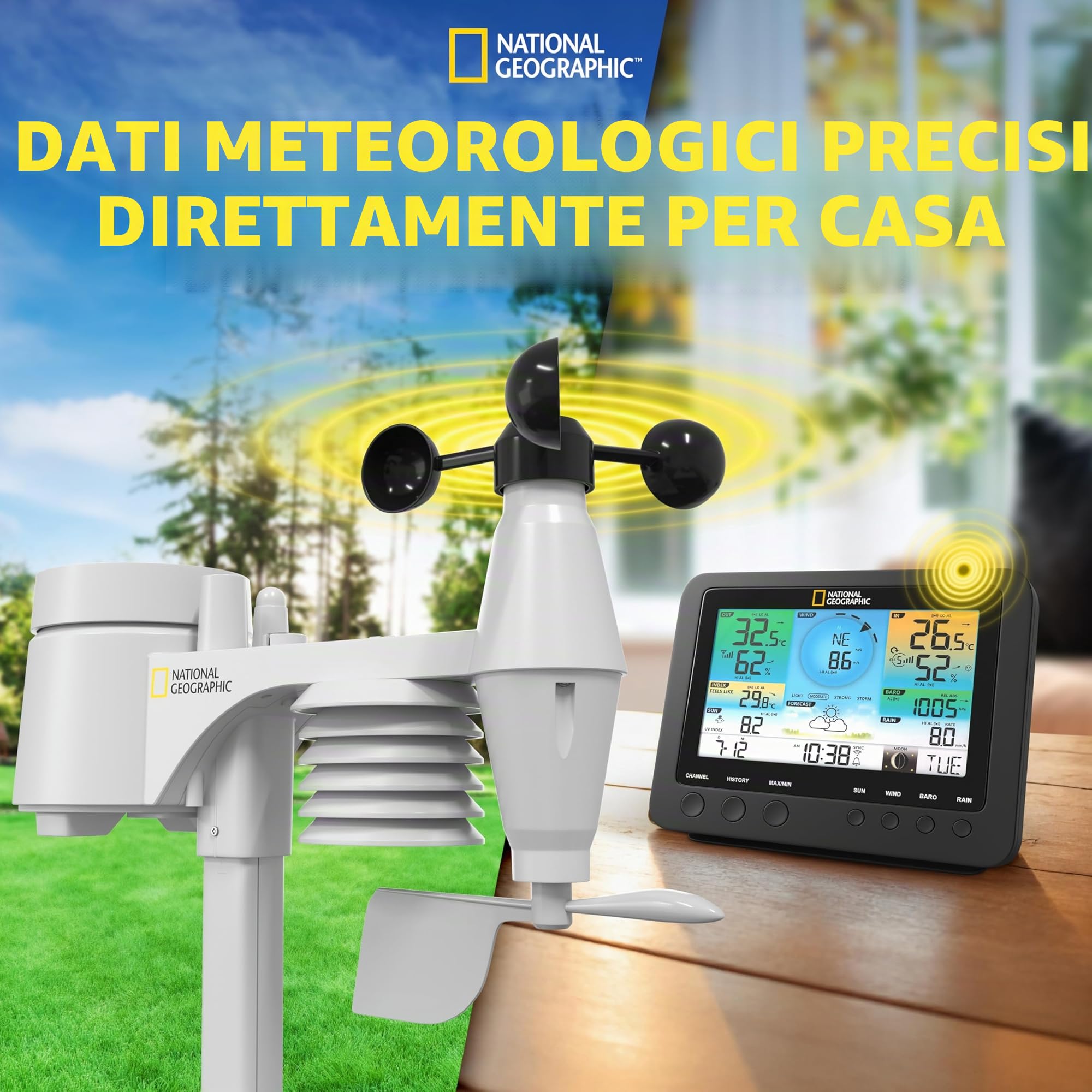 National Geographic Stazioni meteorologiche ed elettronica outdoor Stazione meteo wireless 7 in 1