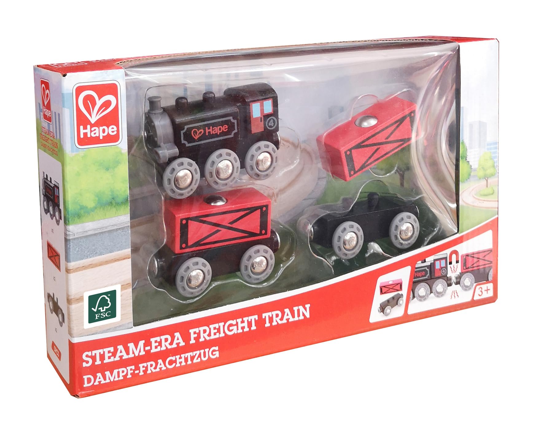 Hape Treno Treno merci a vapore Classico - Vintage trenino legno magnetico