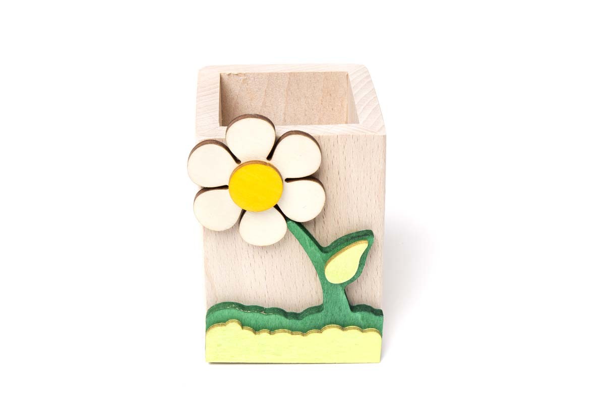 Il Pianeta delle idee Piccoli Oggetti Fiori Portapenne in legno 10×10 cm