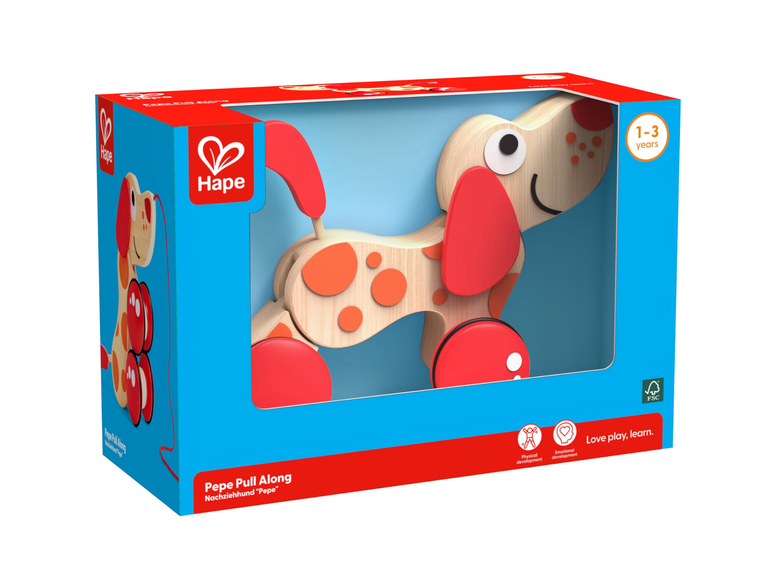 Hape Spingi e cammina Pepe cagnolino trainabile in legno