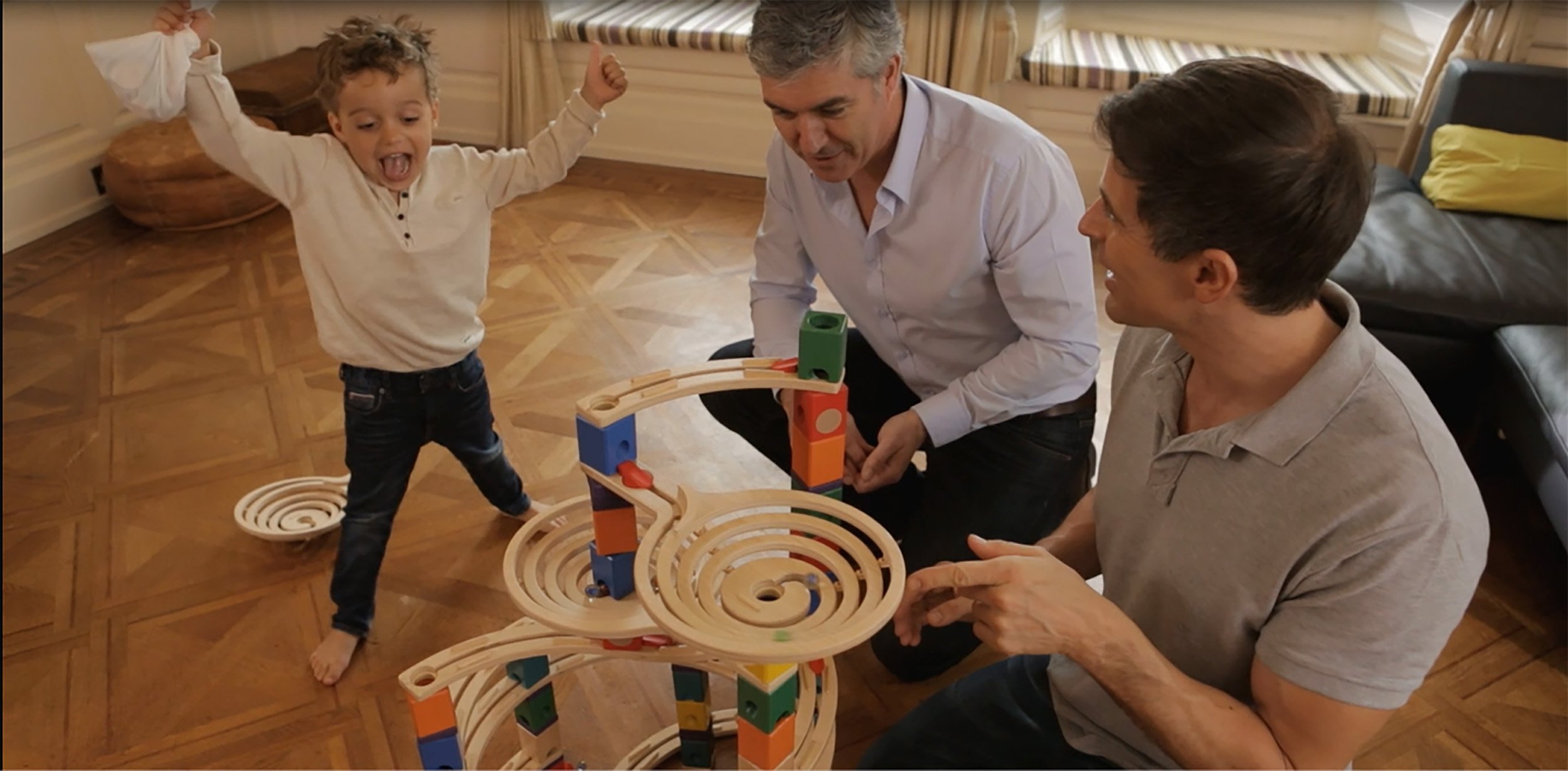 HAPE Quadrilla E6007 Xcellerator pista per biglie in legno