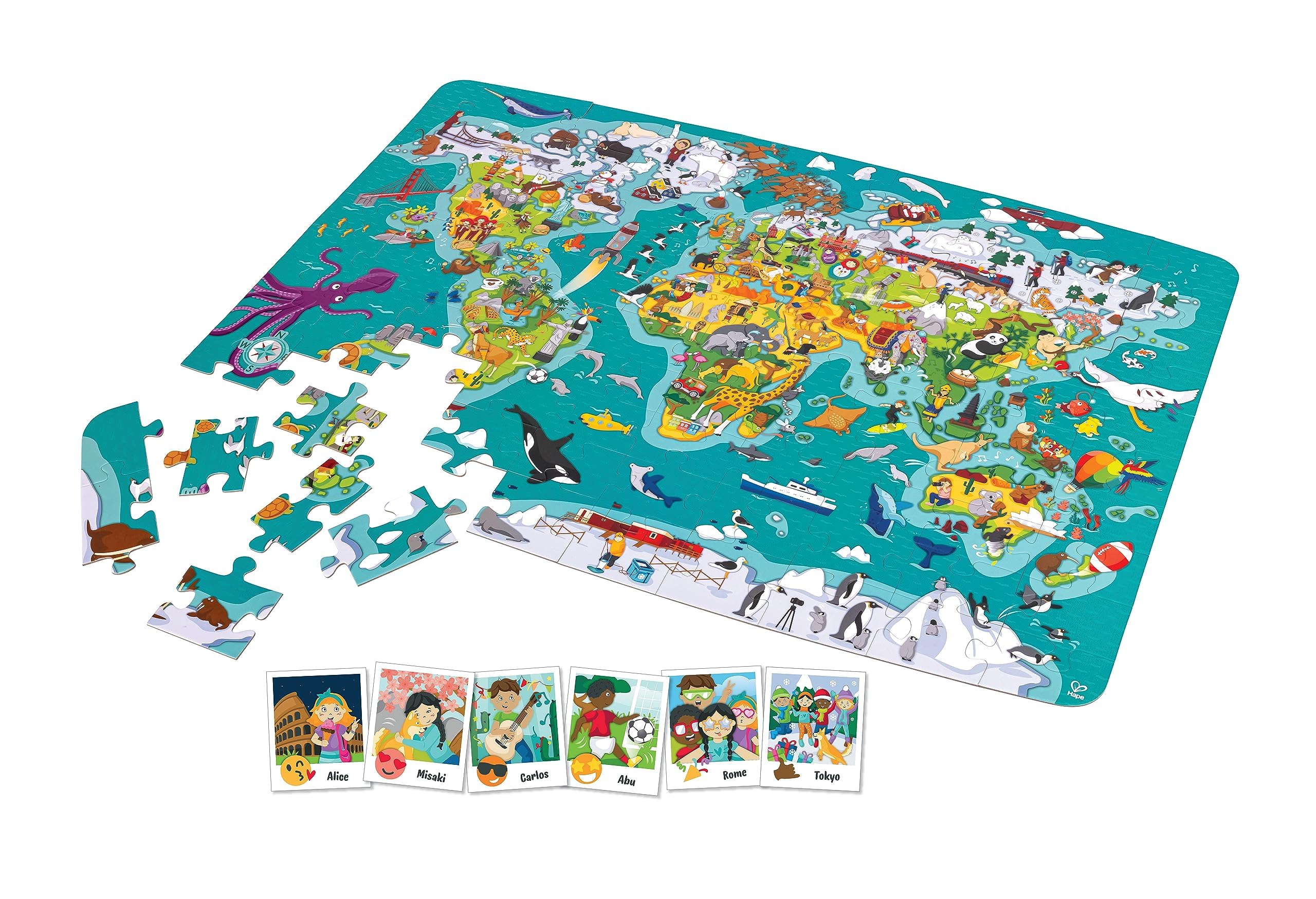 Hape Puzzle Mappa del Mondo puzzle 100 pezzi dai 5 anni