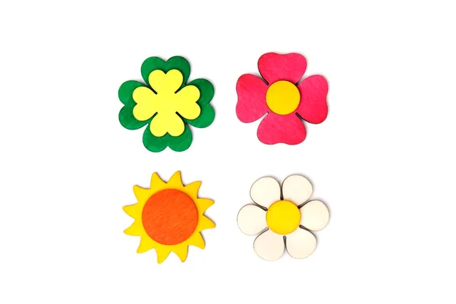 Il Pianeta delle idee Piccoli Oggetti Fiori Magneti in legno 5×5 cm
