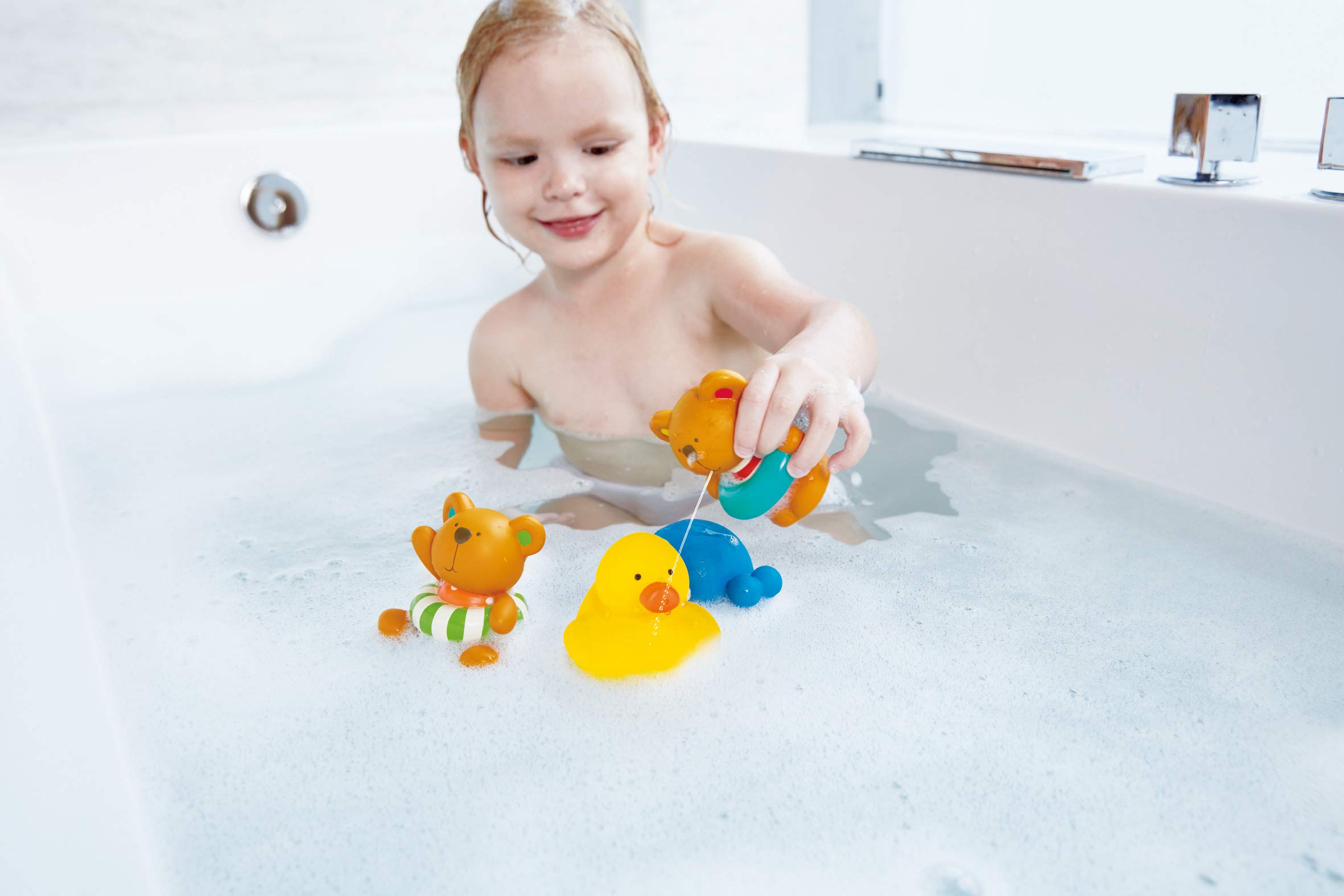 Hape Giochi da bagno Teddy e i suoi amici 5 pezzi senza BPA