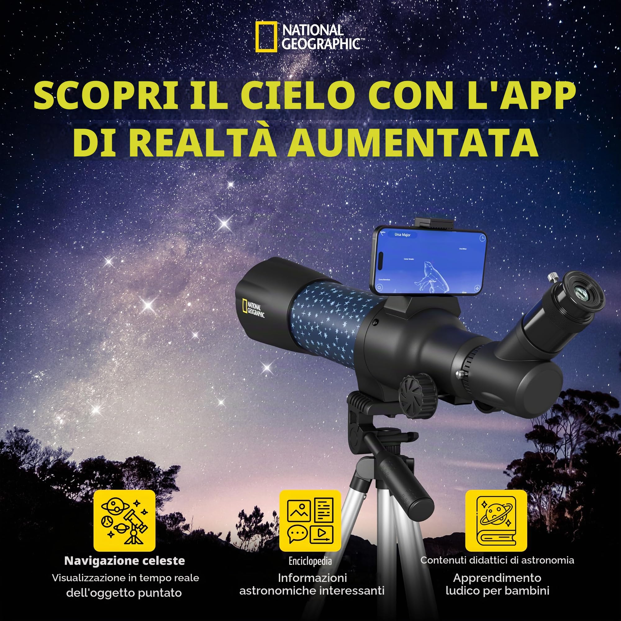 National Geographic Telescopi smartes AR telescopio per bambini