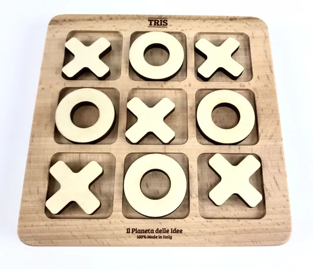 Il Pianeta delle idee Giocare Tris piccolo gioco in legno 15×15 cm