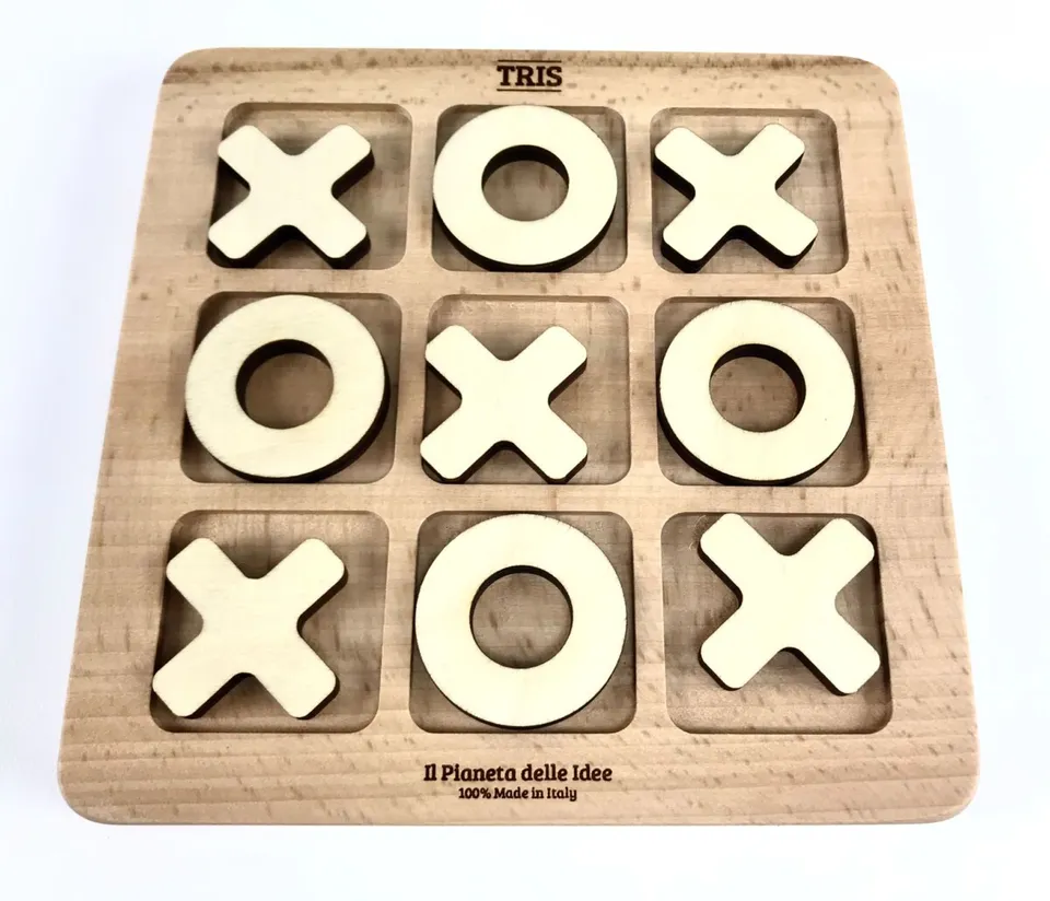 Il Pianeta delle idee Giocare Tris piccolo gioco in legno 15×15 cm