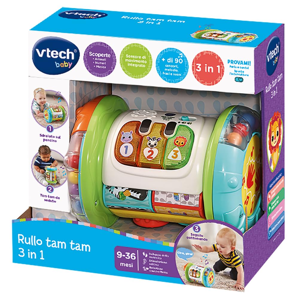 VTech Giocattoli 1-3 anni Rullo Tam Tam 3 in 1 rullo musicale