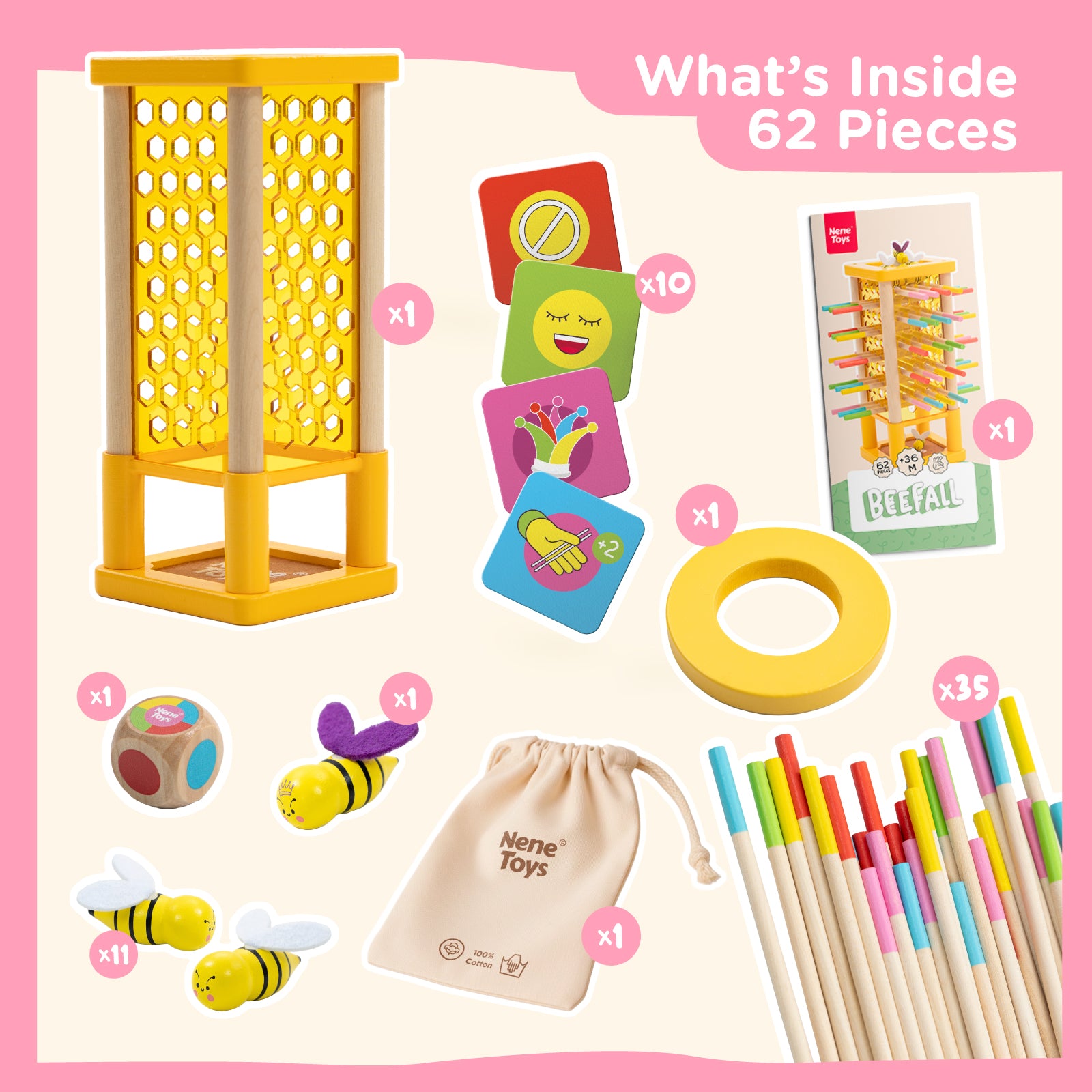 Nene Toys Family Games BeeFall, gioco da tavolo, torre con api