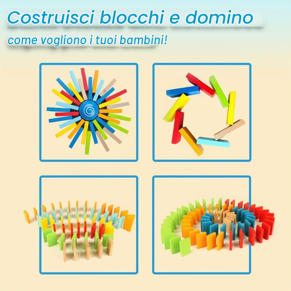 Hape Montare e costruire Set di Domino Dinamici domino in legno 107 pezzi multicolore