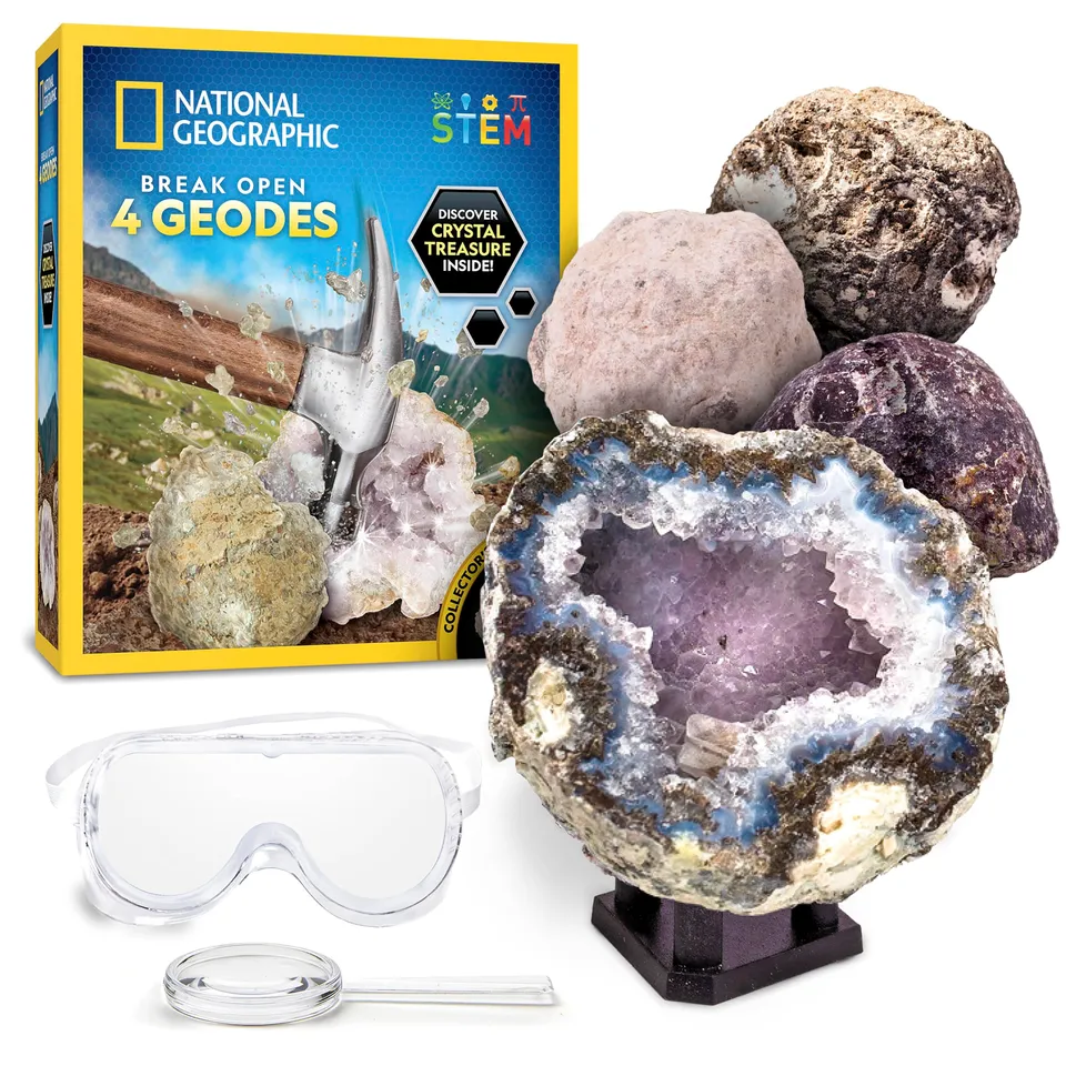 National Geographic Break Open kit scientifico con 4 geodi e occhiali