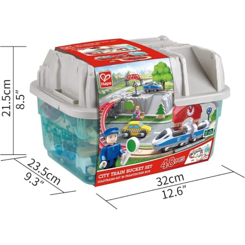 Hape Treno E3771 Treno in città set ferroviario 48 pezzi con box