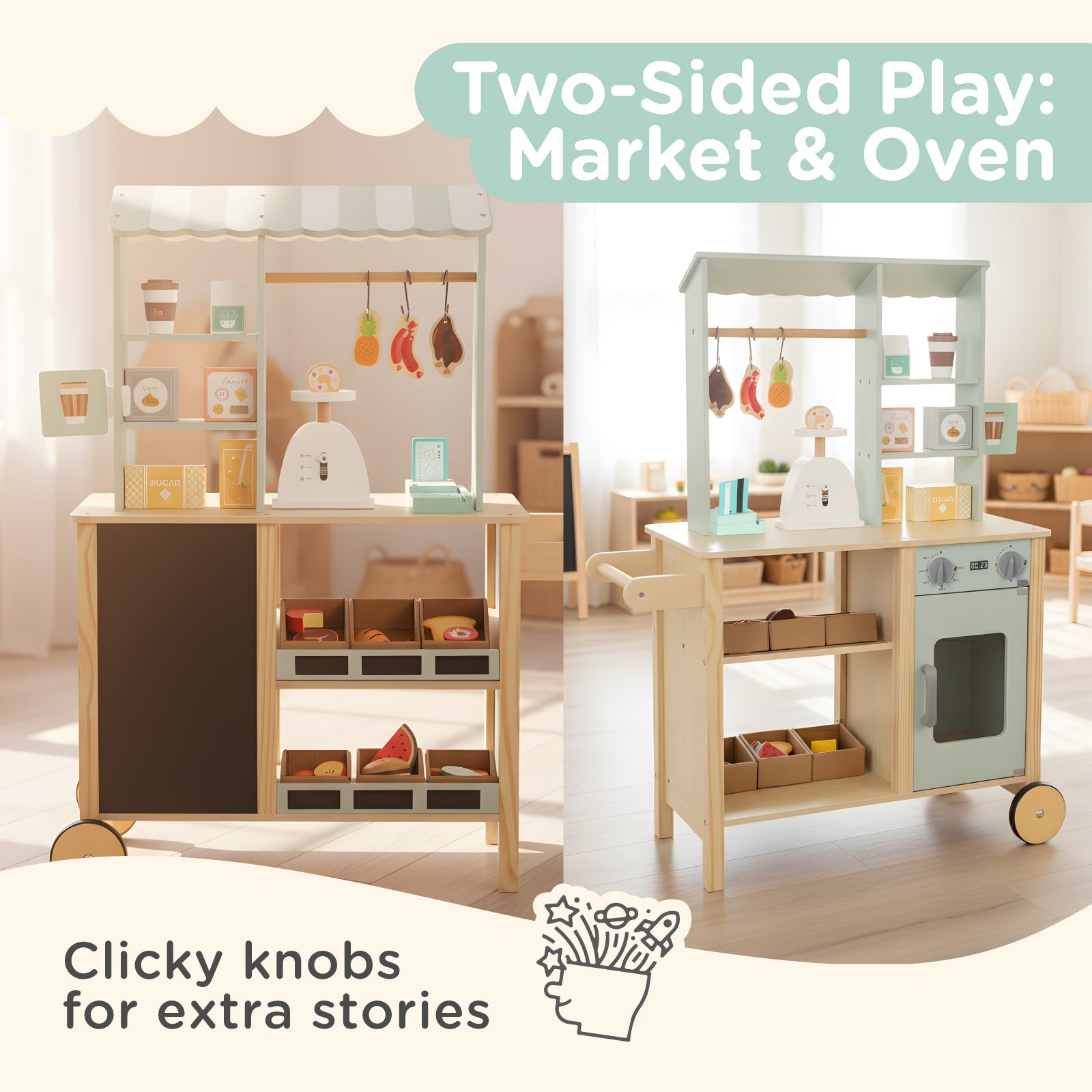 Nene Toys Kitchens & Pretend Play Grocery Store negozio cucina in legno