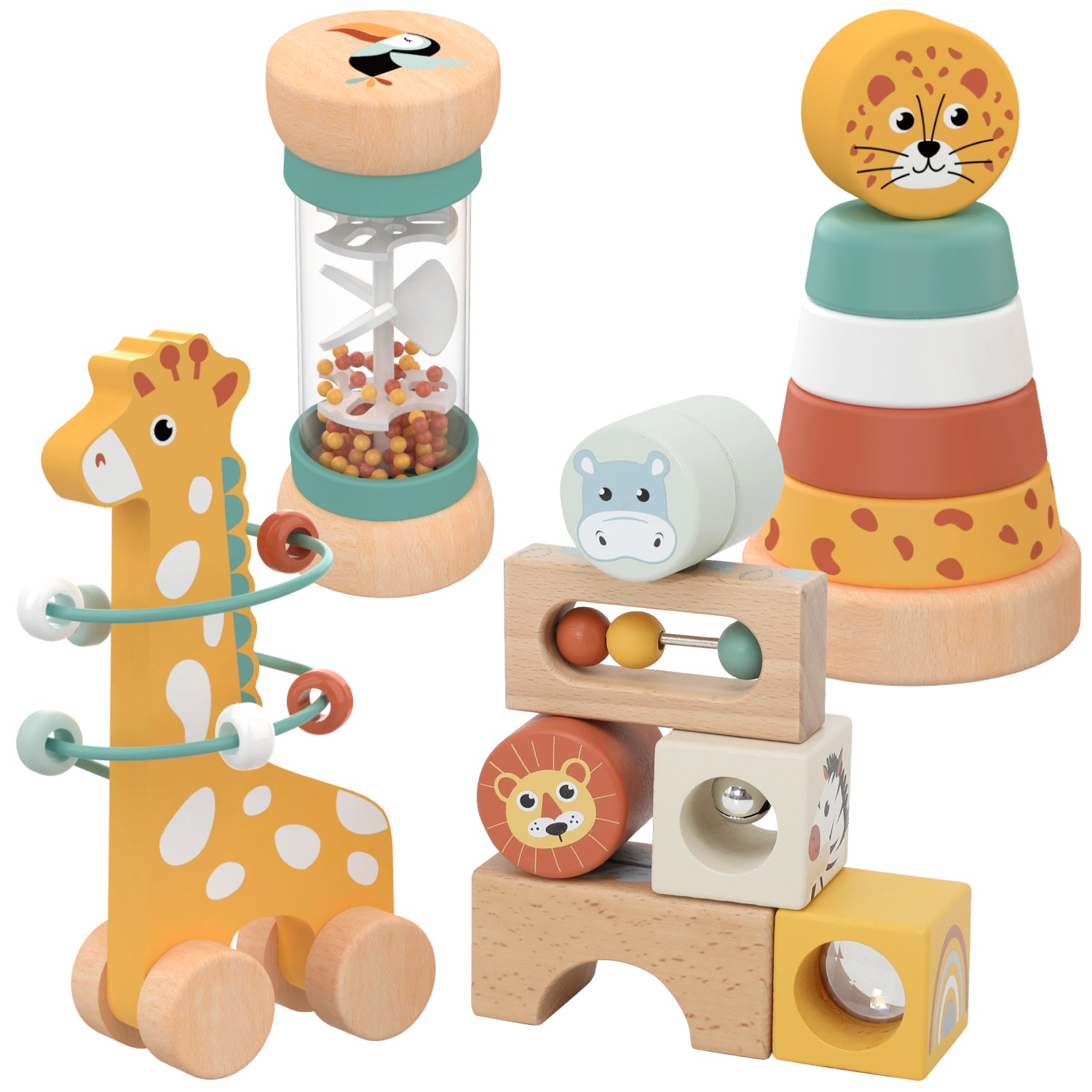 Nene Toys Baby & Toddler Toys 4-in-1 Animal Learning Set giochi in legno