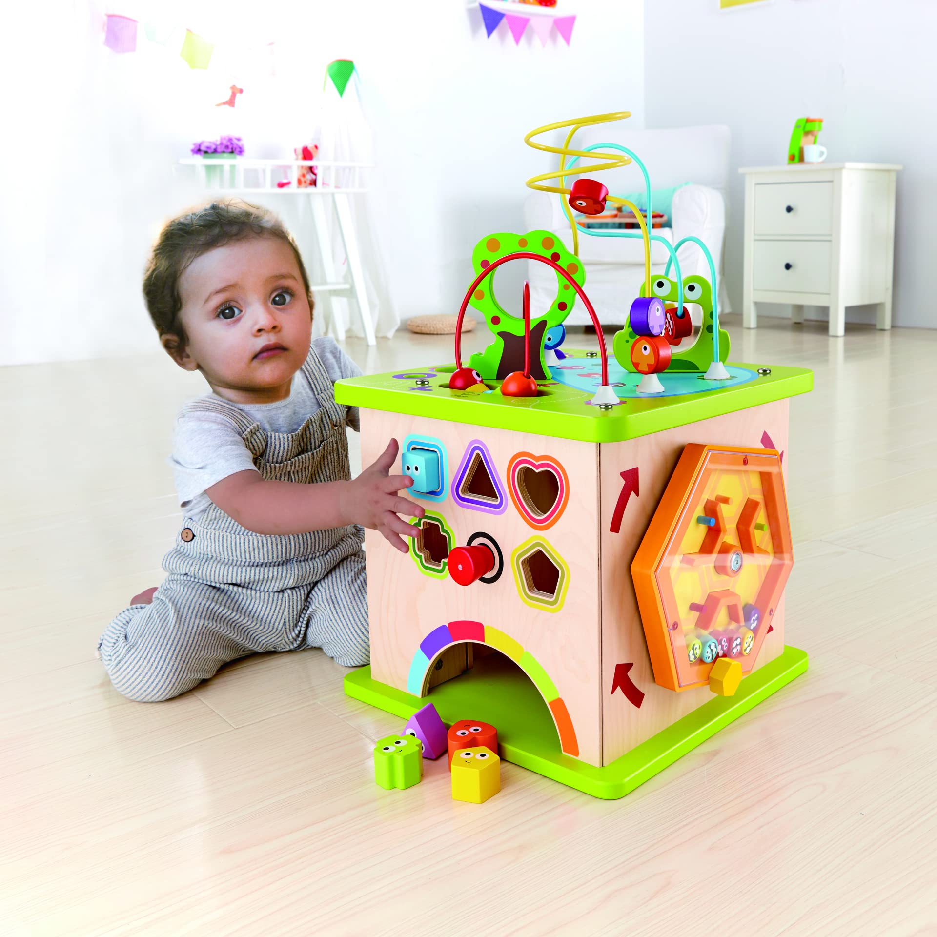 Hape Giocattoli per le abilità motorie Cubo Multiattività cubo attività in legno