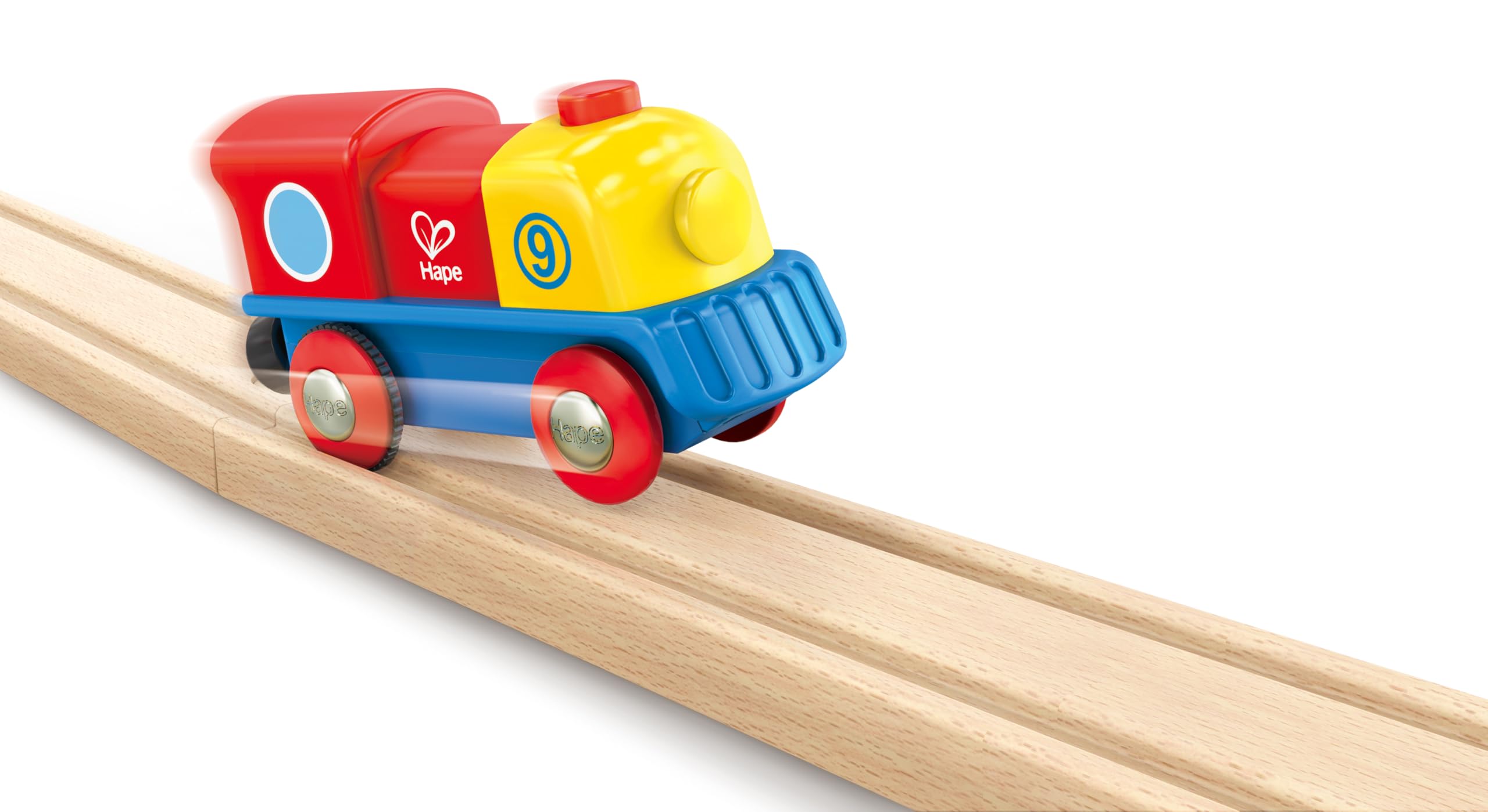 Hape Treno E3820 Piccola locomotiva con pulsante a batterie