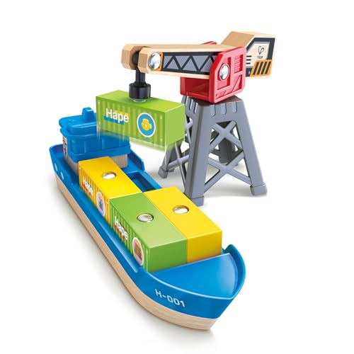 Hape Giochi Nave da Carico e Gru nave giocattolo magnetica