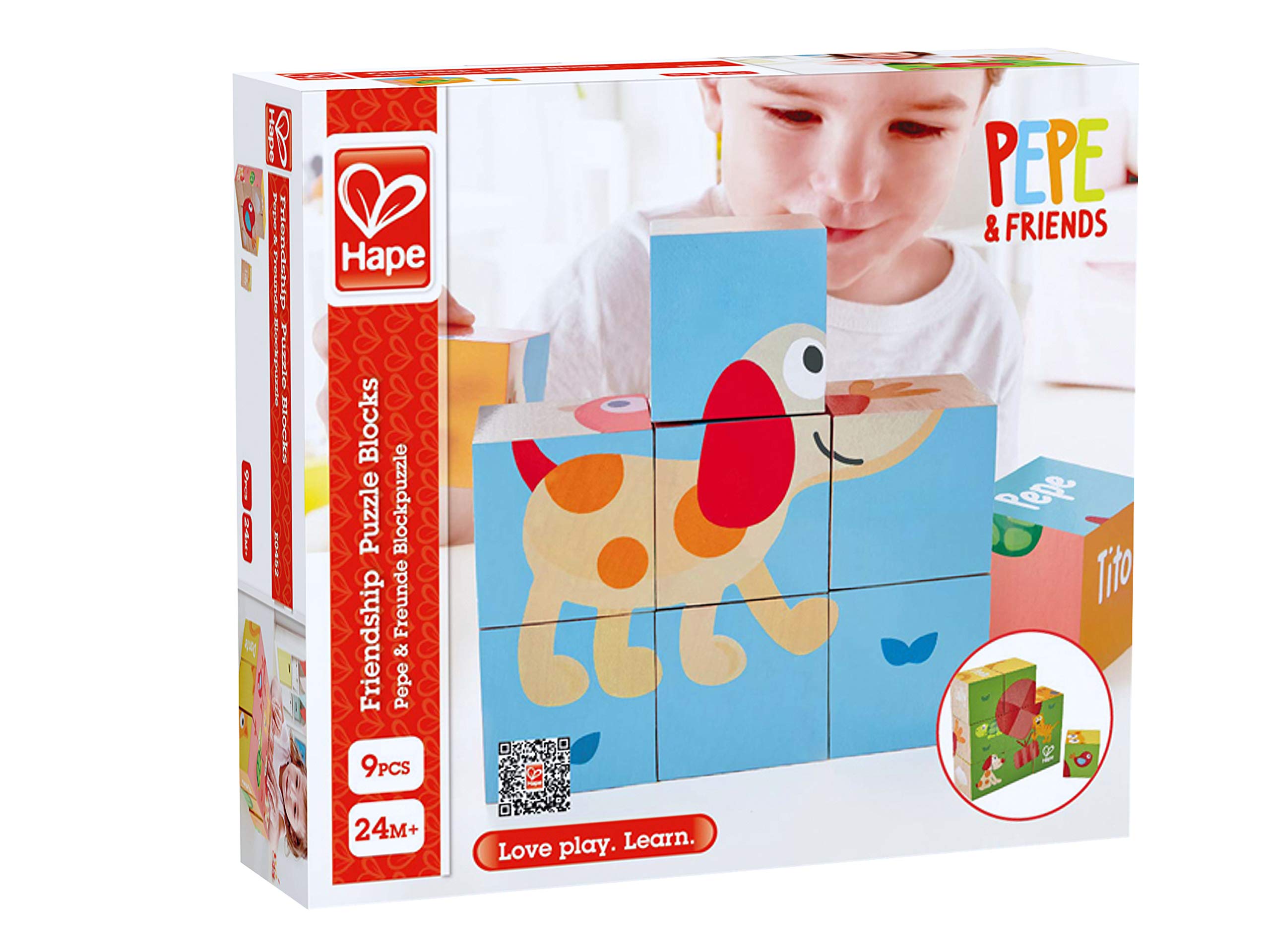 Hape Puzzle E0452 Pepe und Friends puzzle a blocchi legno 9 pezzi