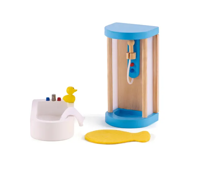Hape Mobili Bagno con Doccia per casa delle bambole in legno