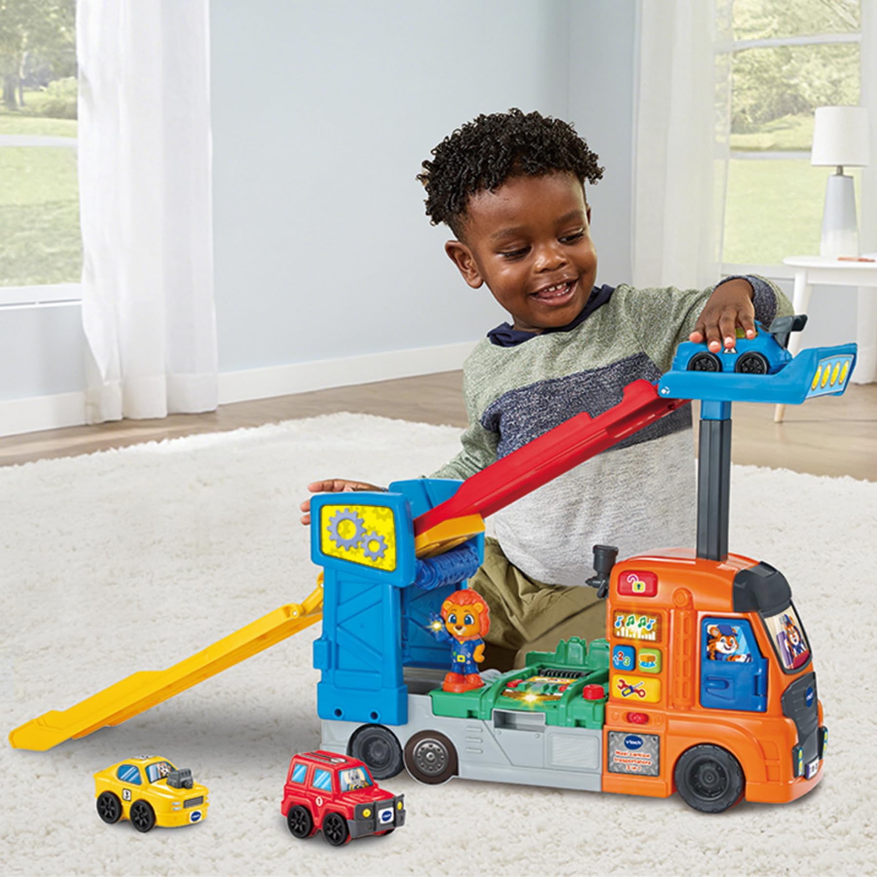 VTech Vroom Vroom Go Maxi Camion Trasportatore 3 in 1 camion con 3 auto
