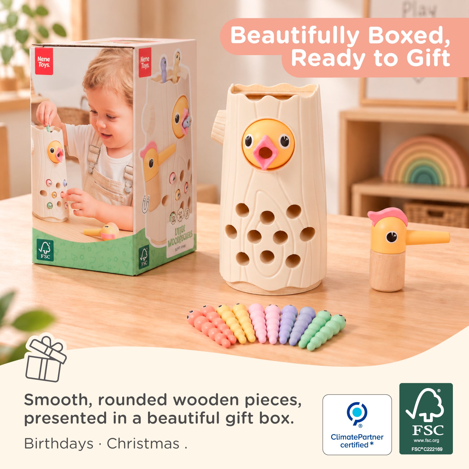 Nene Toys Baby & Toddler Toys Little Woodpecker, gioco magnetico rosa