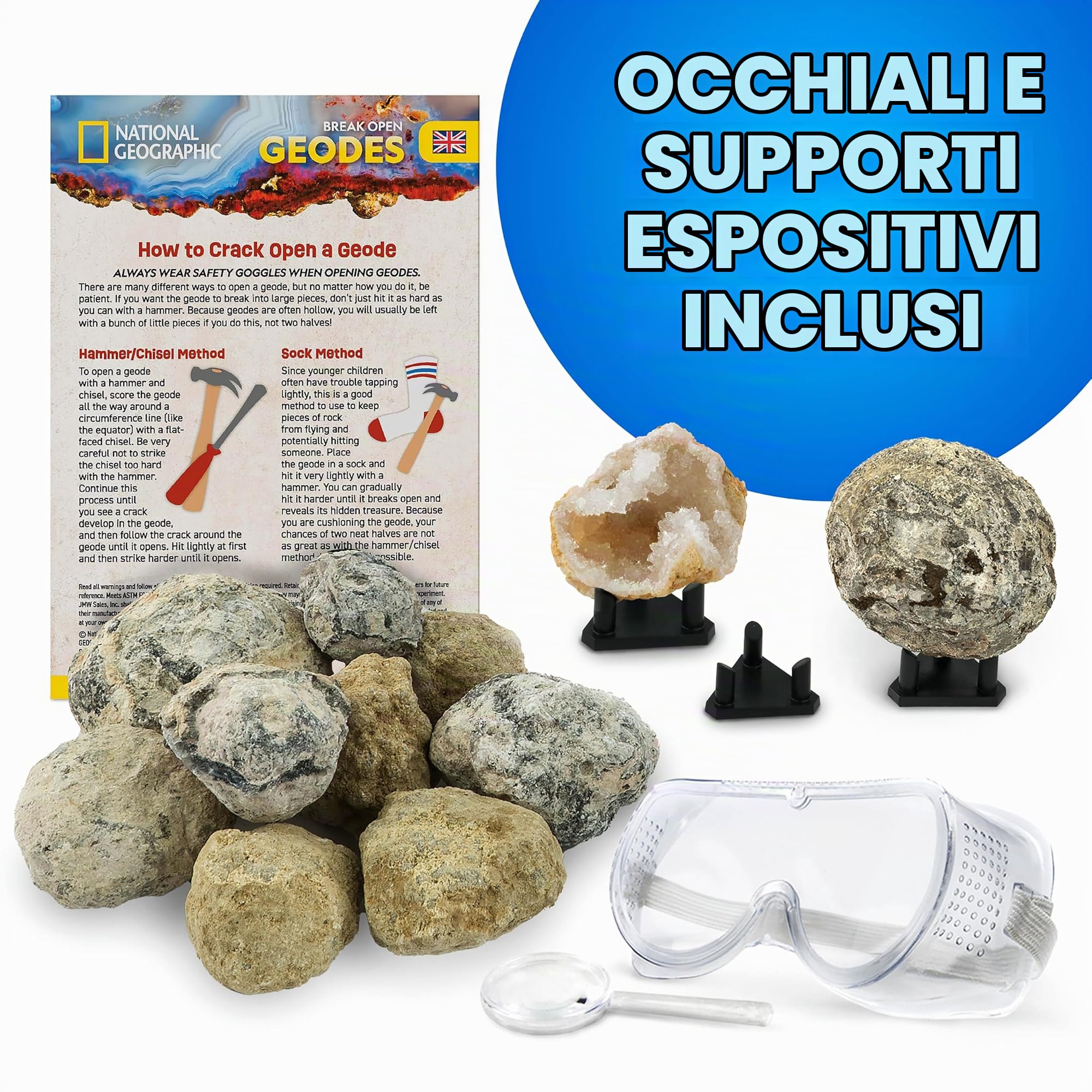 National Geographic Kit scientifici e di scoperta Rompi 15 geodi premium kit geodi
