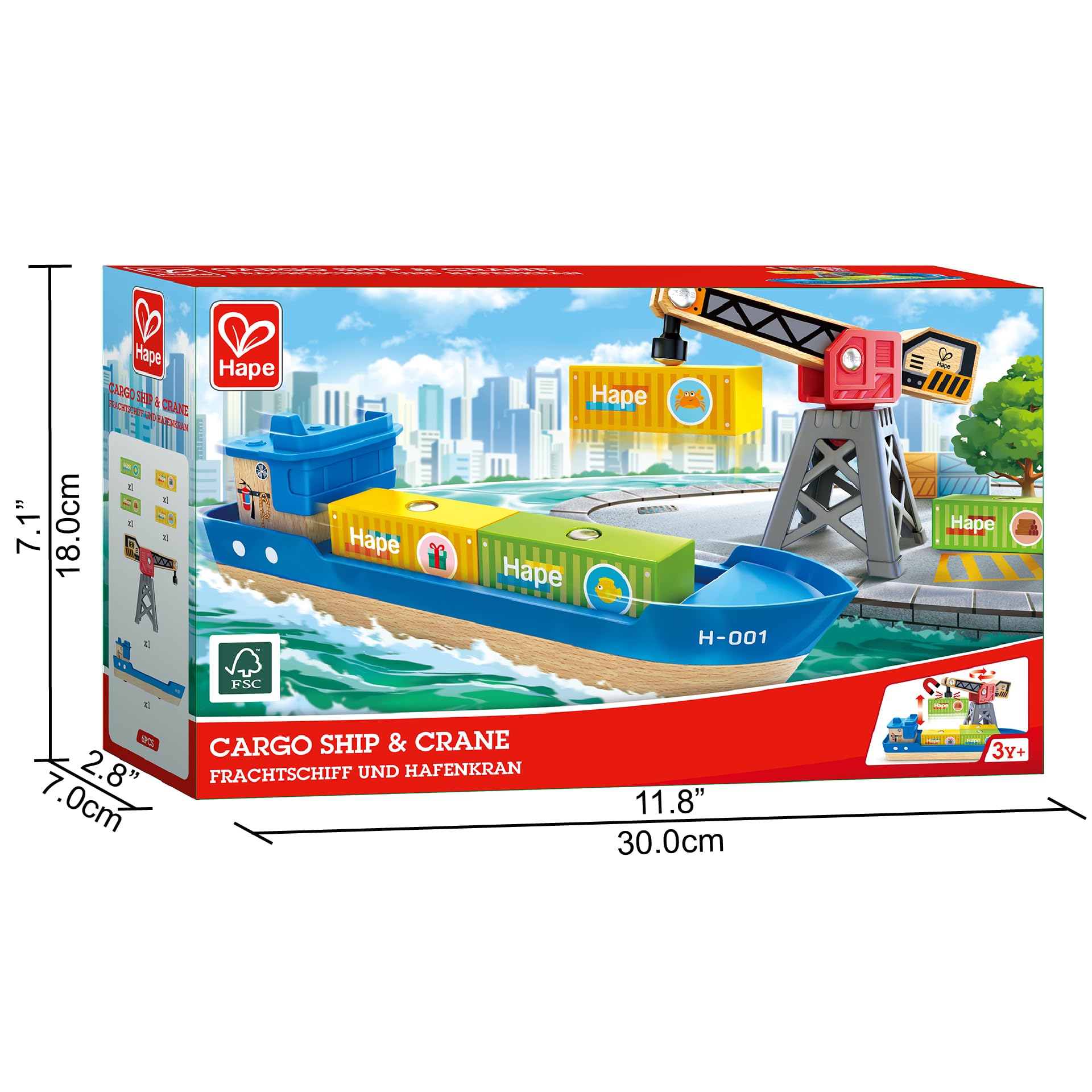 Hape Giochi Nave da Carico e Gru nave giocattolo magnetica