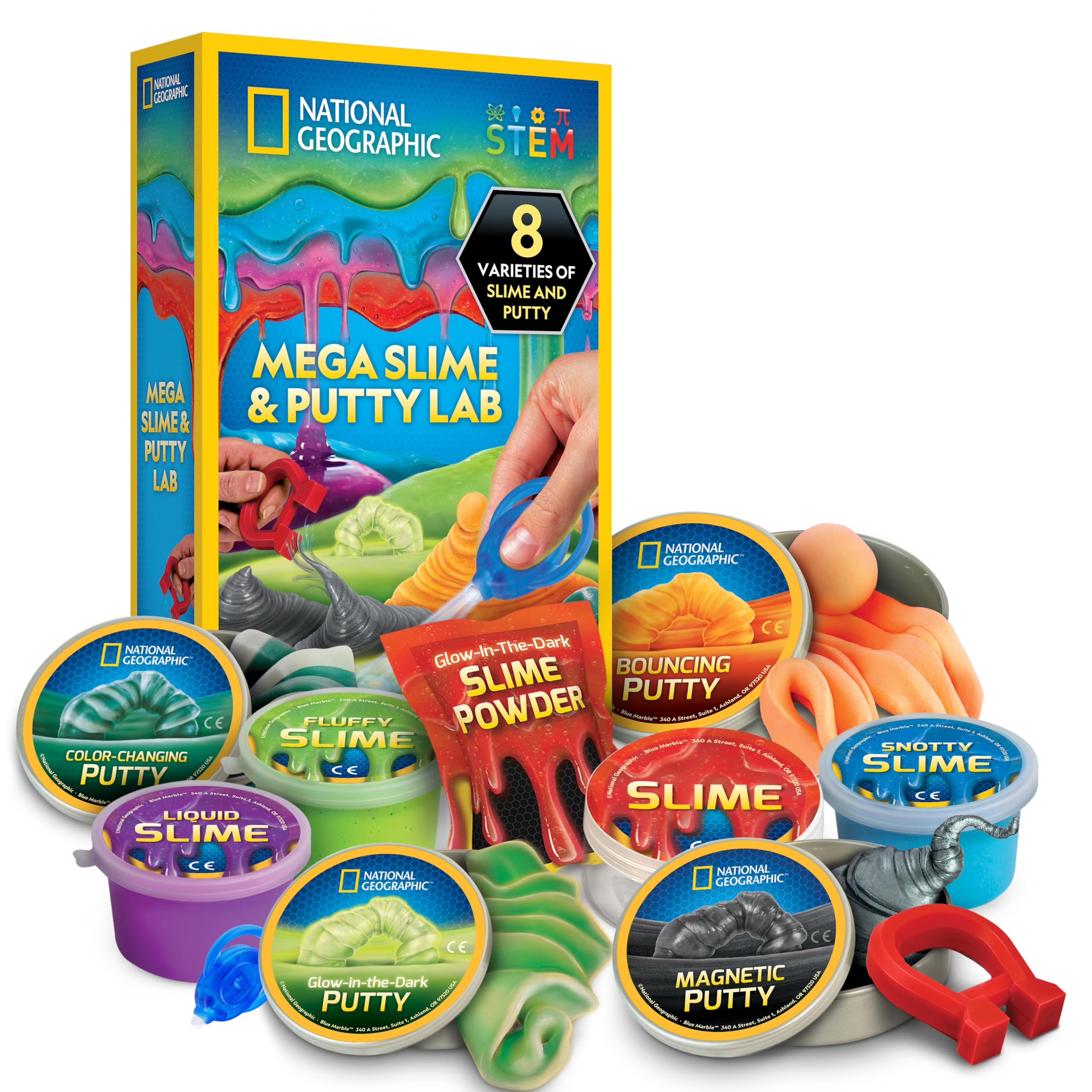 National Geographic Mega Slime Kit & Putty Lab kit slime 8 tipi STEM